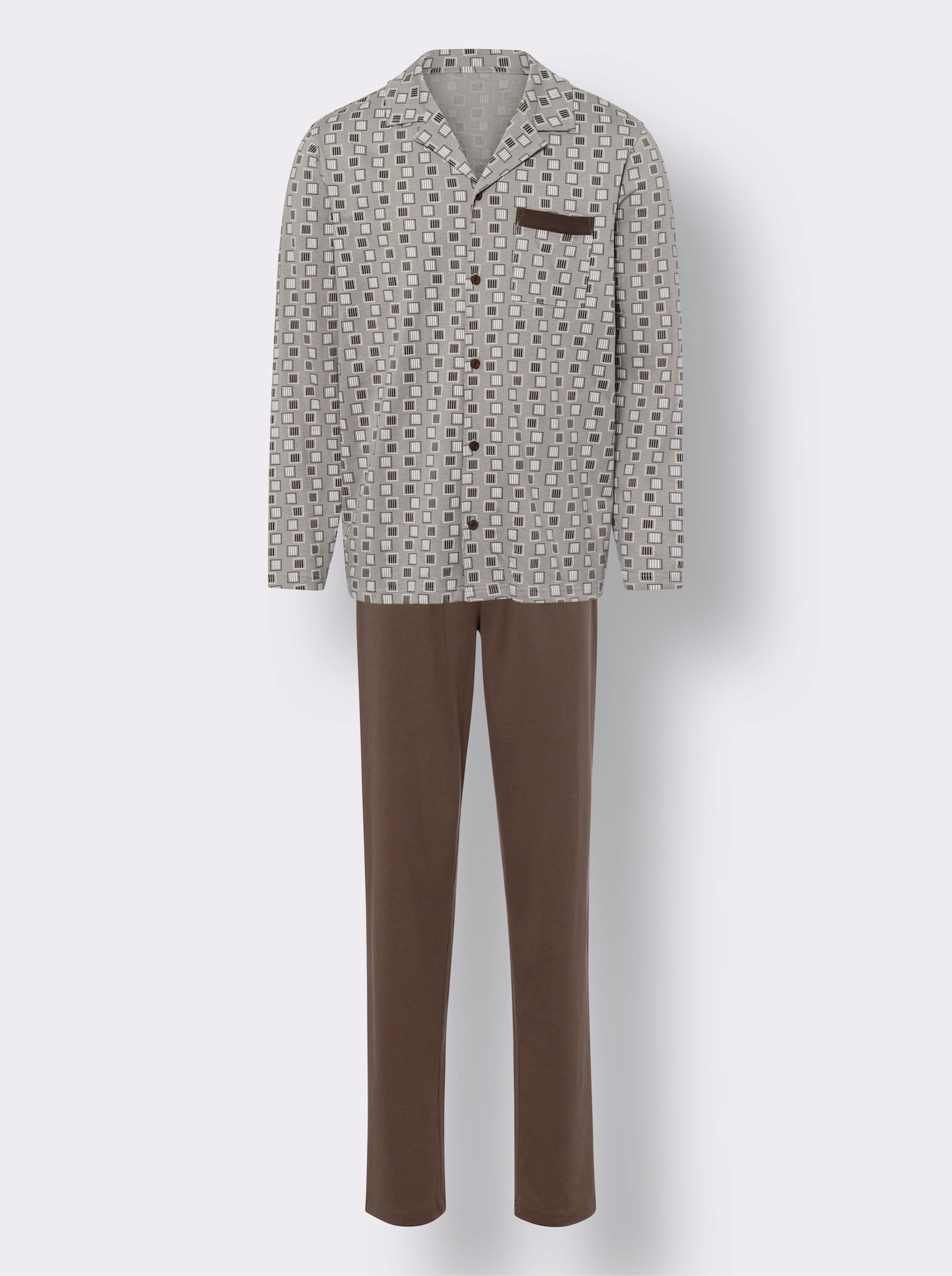 Pyžamo - sivo-čokolád. vzor