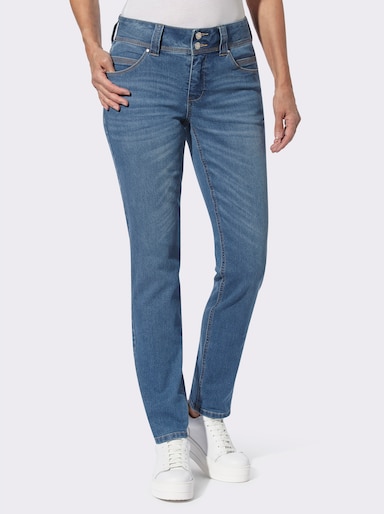 Jeans mit breitem Formbund - blue-bleached