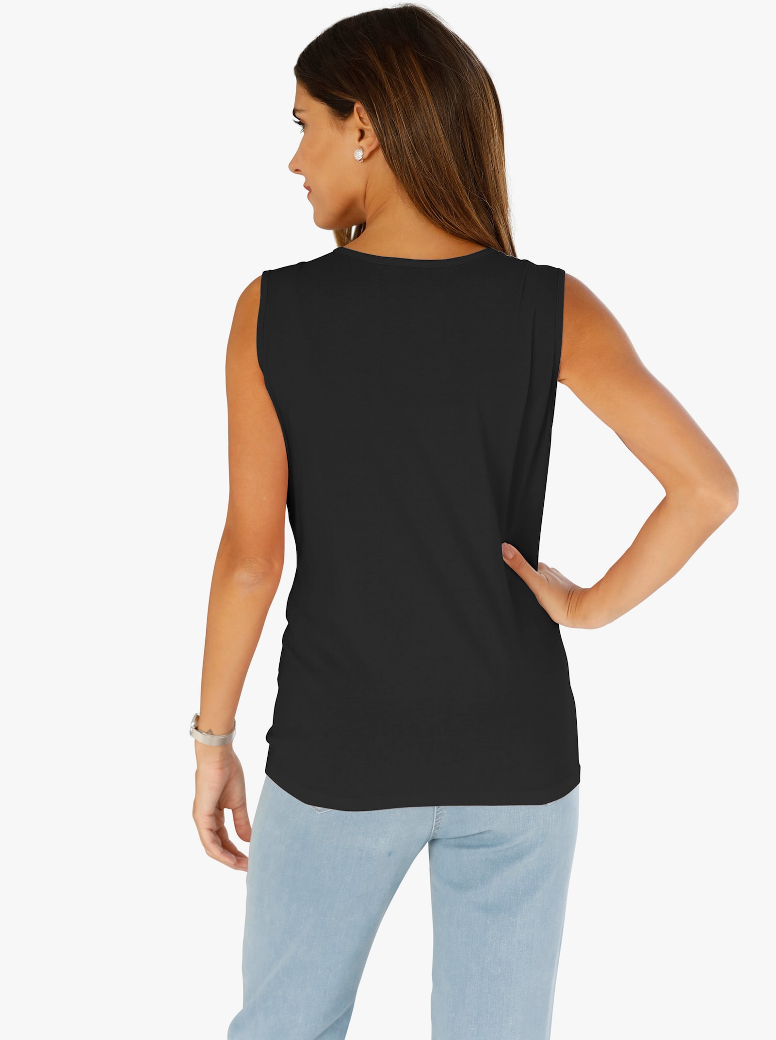 Trägertop mit Rundhals-Ausschnitt - schwarz