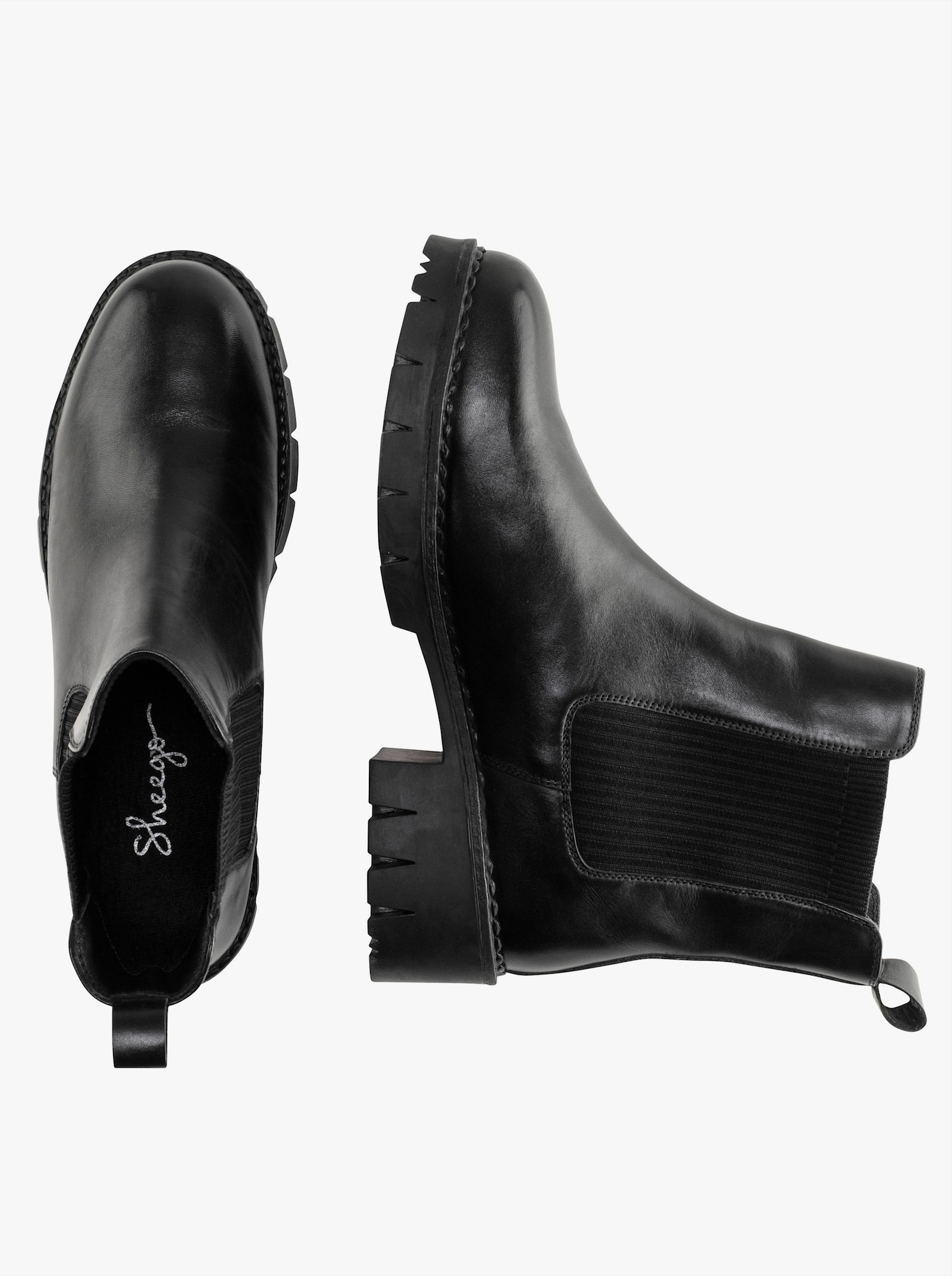 sheego Chelseaboots aus Leder - schwarz