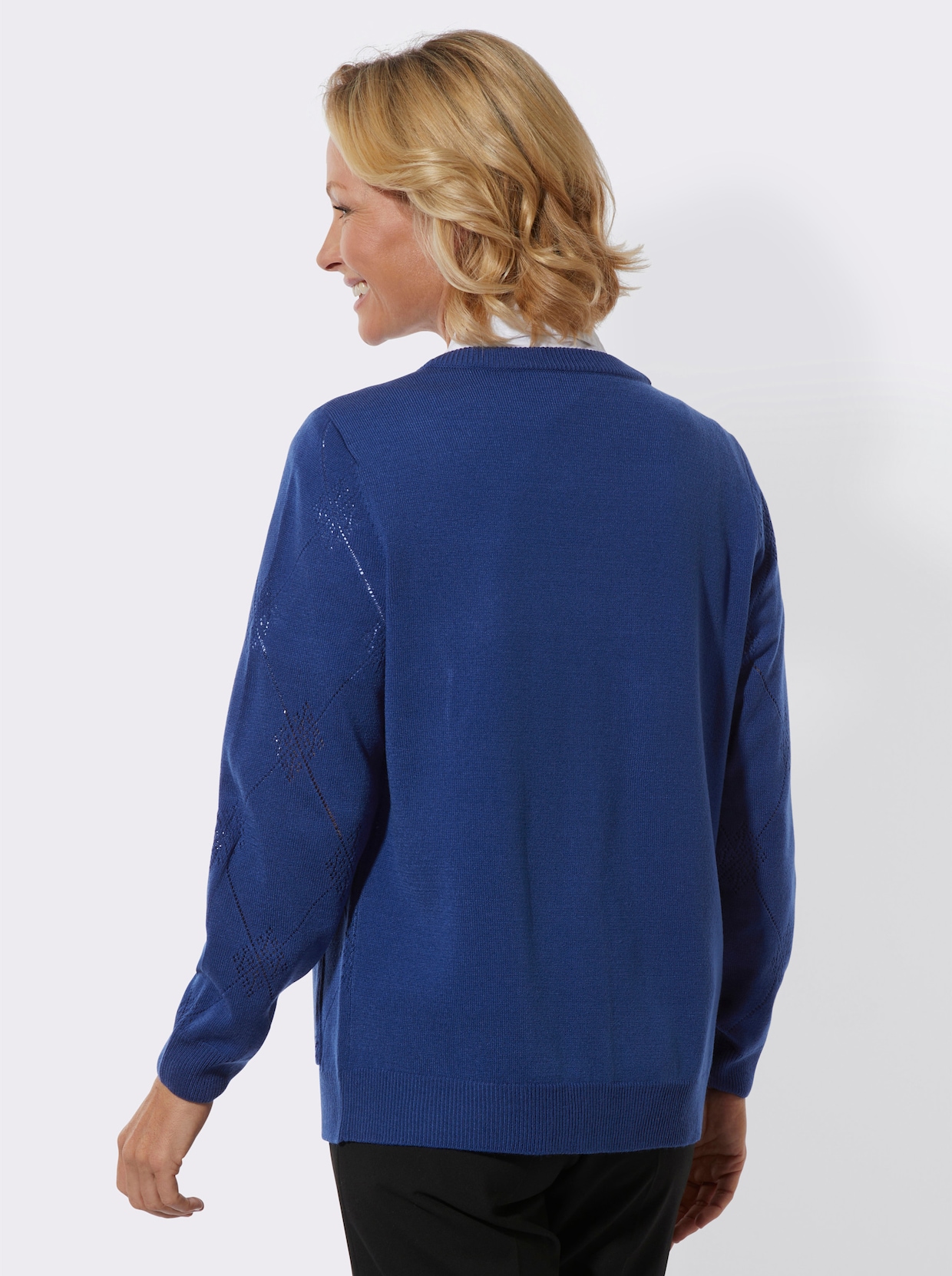 Ajourstrickjacke - royalblau