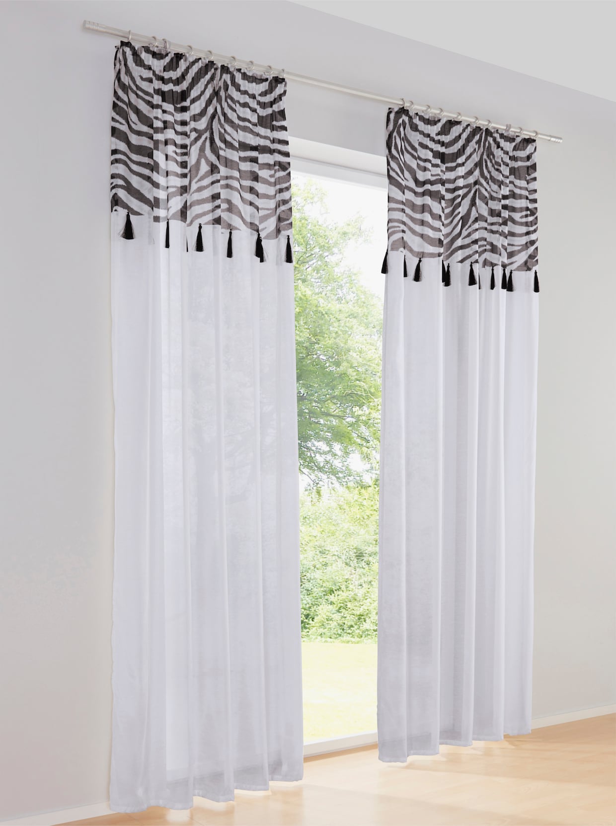 heine home Decoratieve vitrage - naturel/zwart