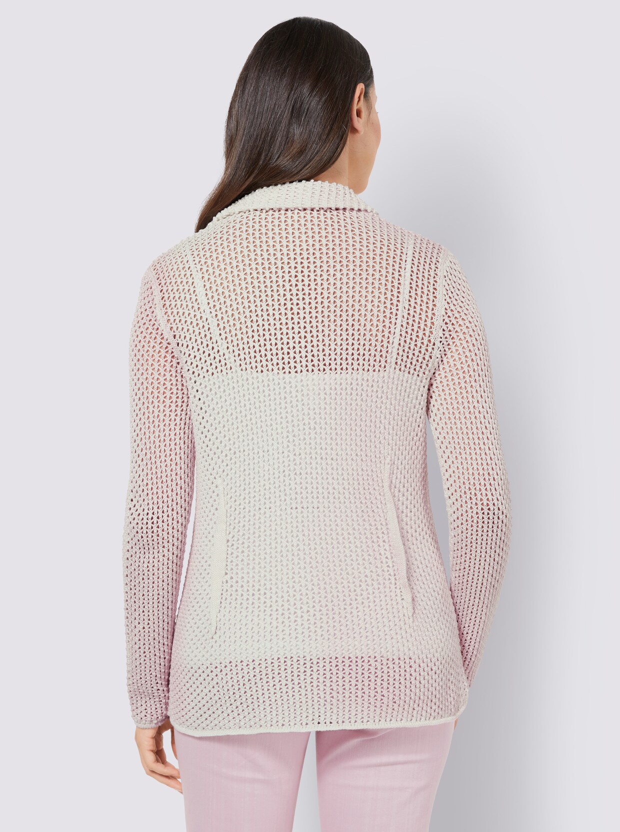 Strickjacke - rosé-ecru