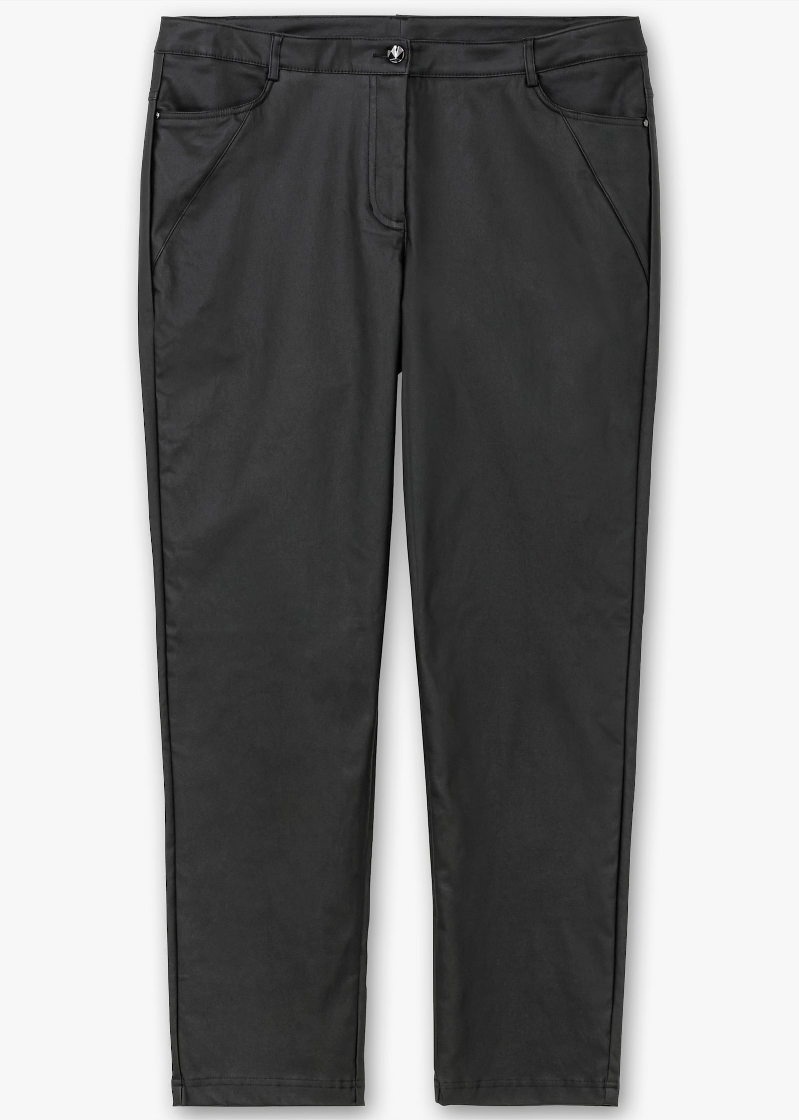 5-Pocket-Hose in Leder-Optik - anthrazit