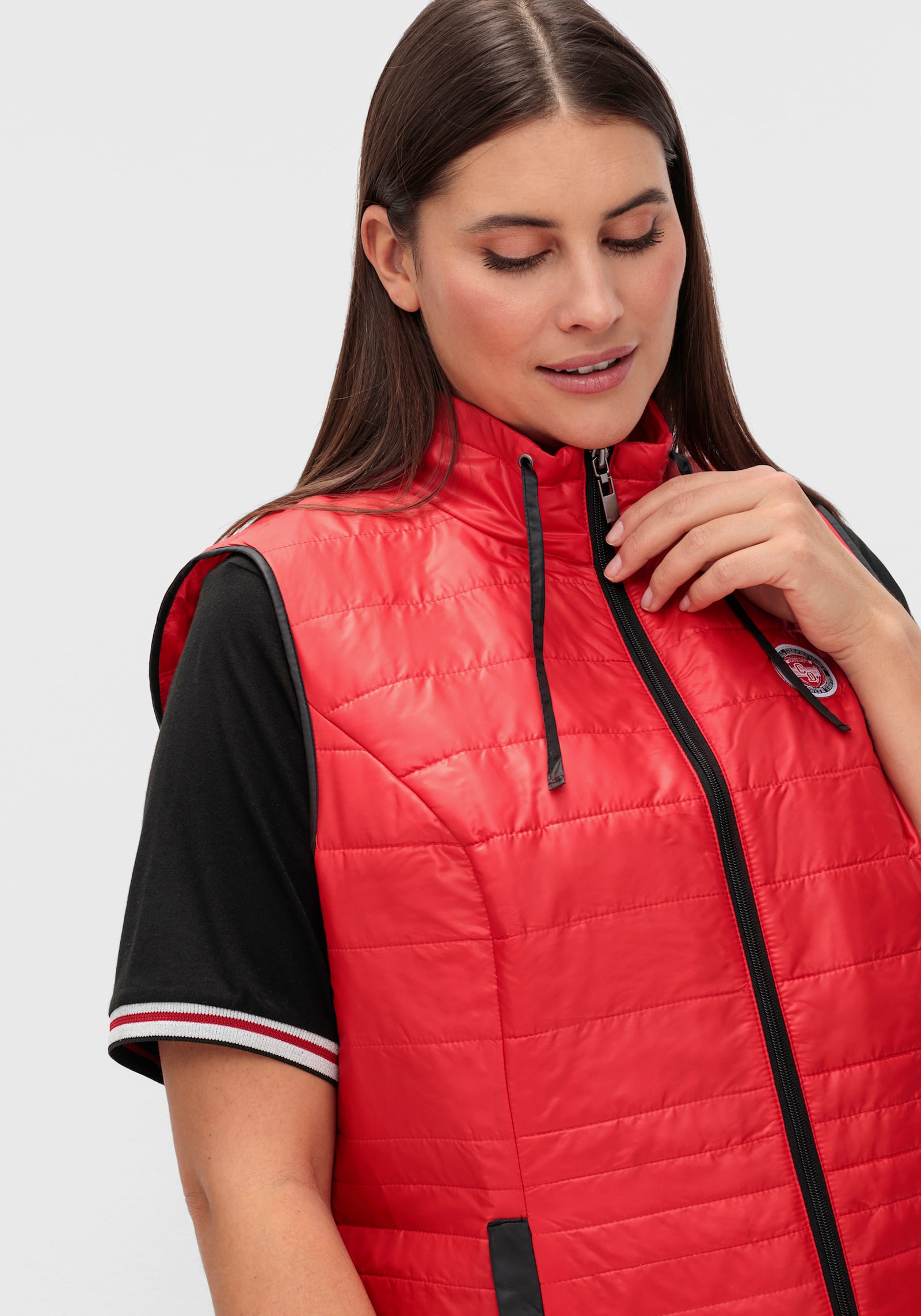 Steppweste mit Glanz-Oberfläche - rot