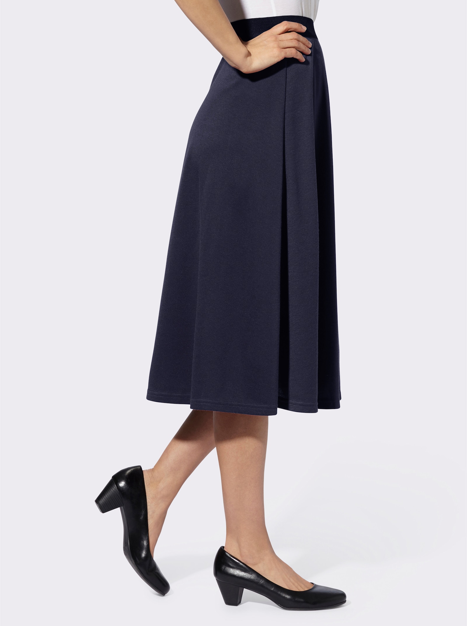 Jerseyrock mit Kontrastbund - marine + jeansblau