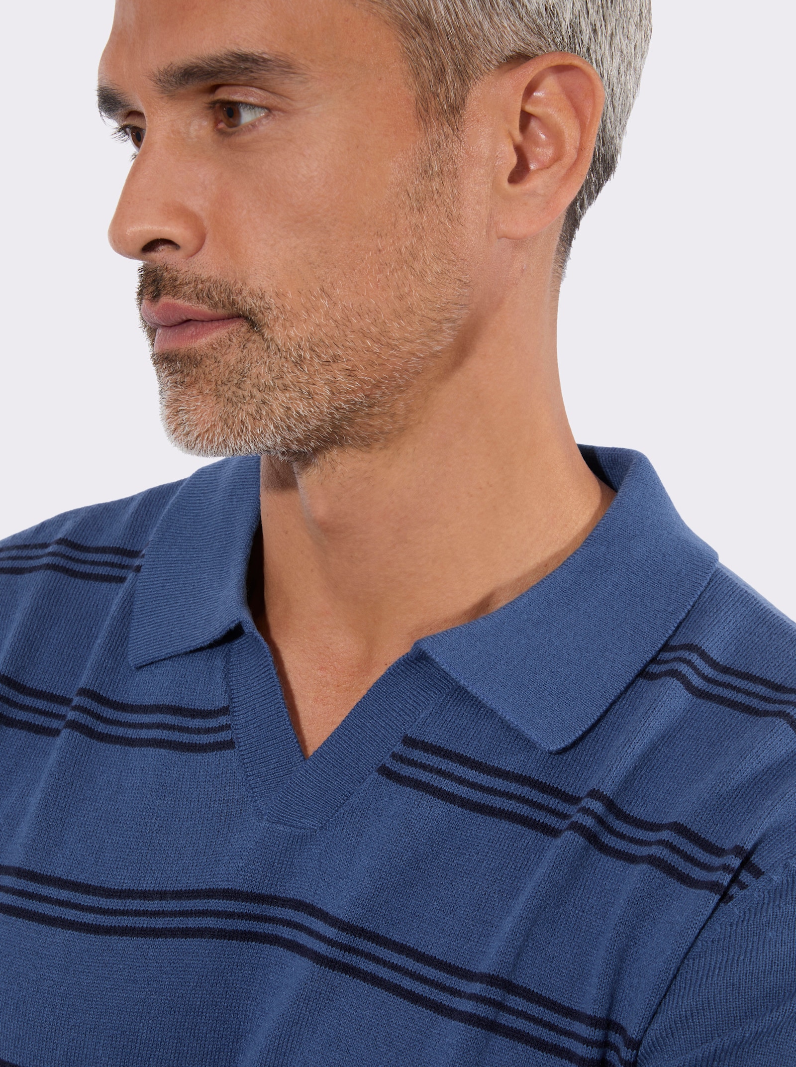 Polopullover mit Streifenmuster - jeansblau-marine