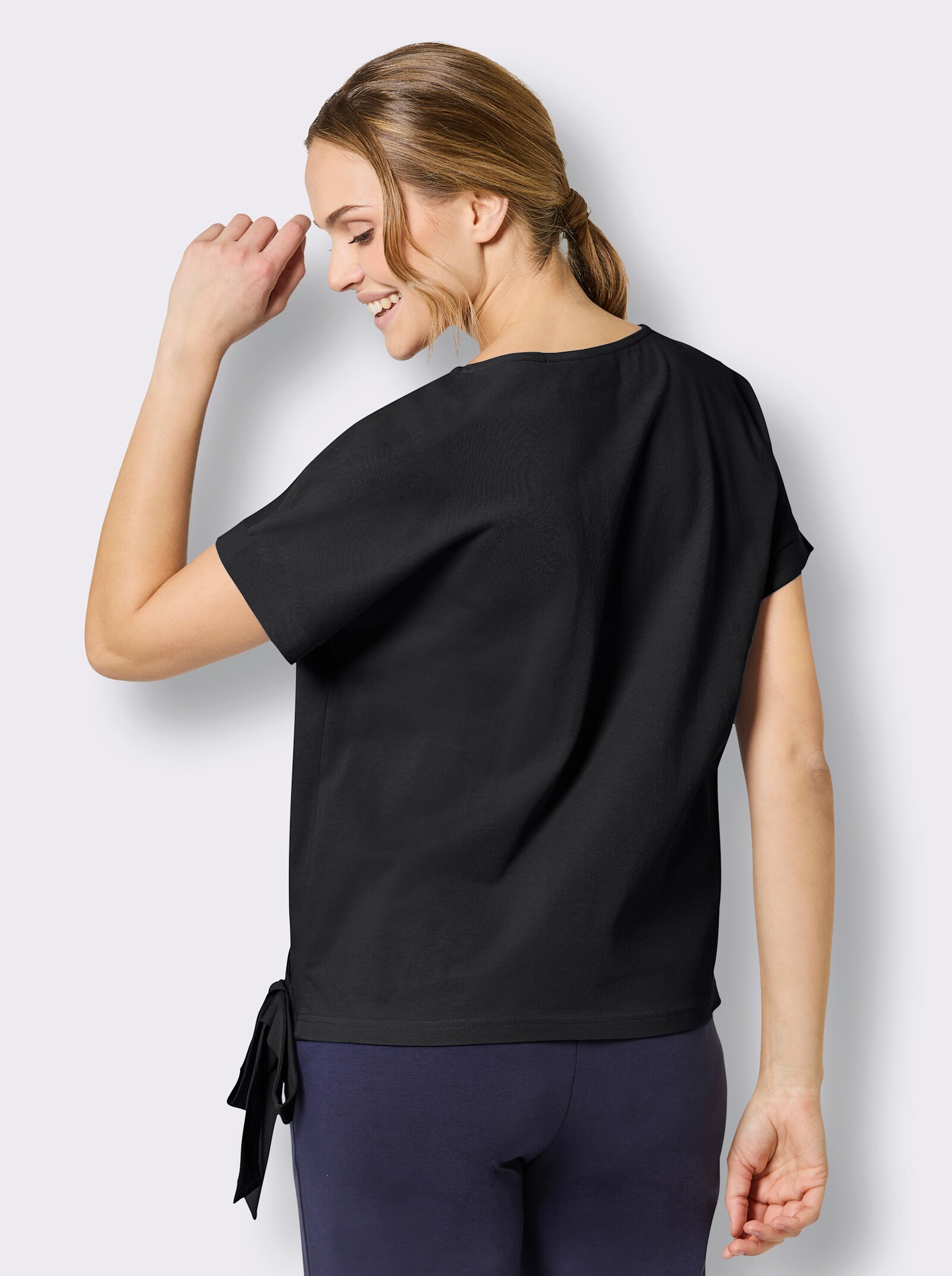 Catamaran Sports Funktionsshirt in Wickel-Optik - schwarz