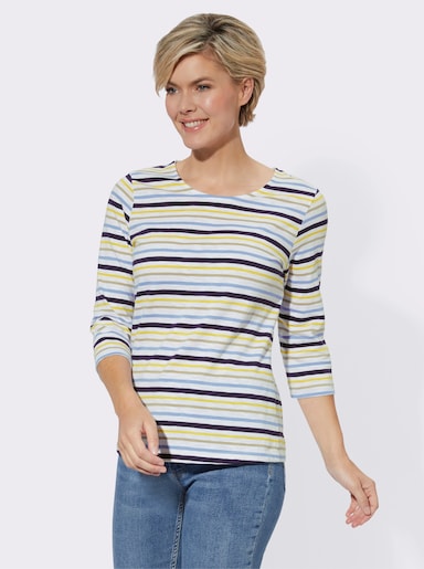 Ringelshirt aus Flammgarn - sonnengelb-weiß-geringelt