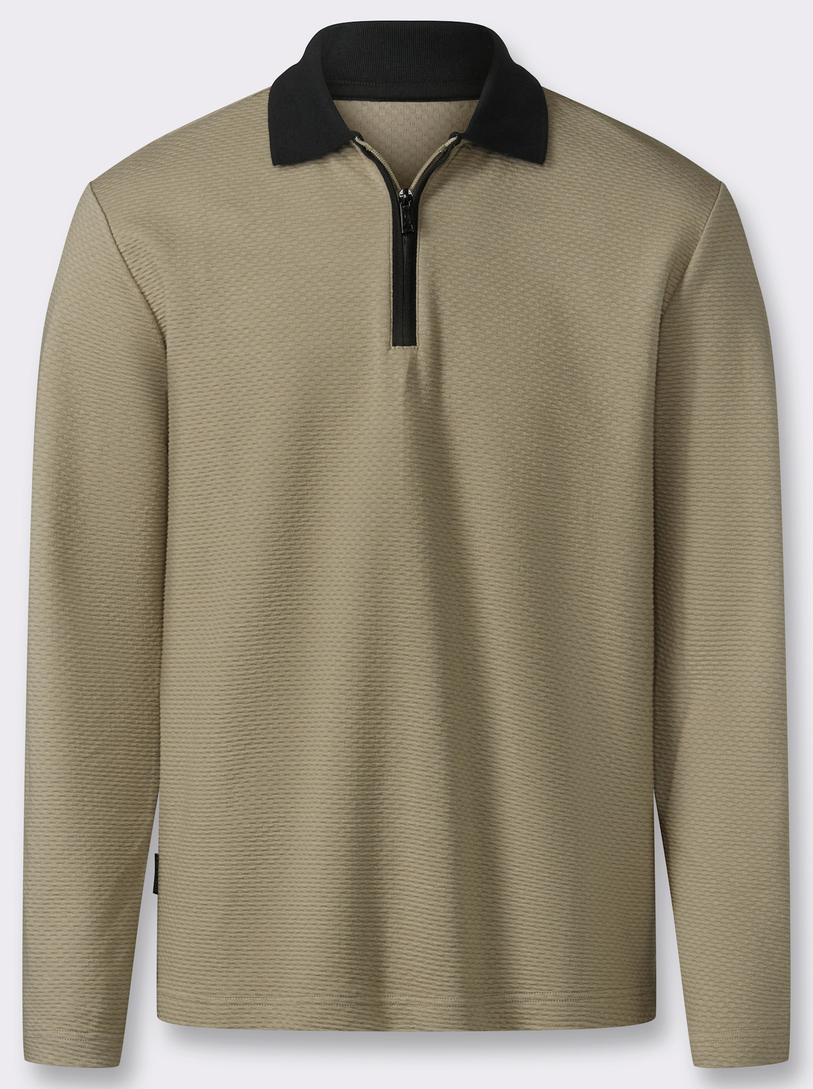 Marco Donati Langarm-Poloshirt mit Reißverschluss - schlamm
