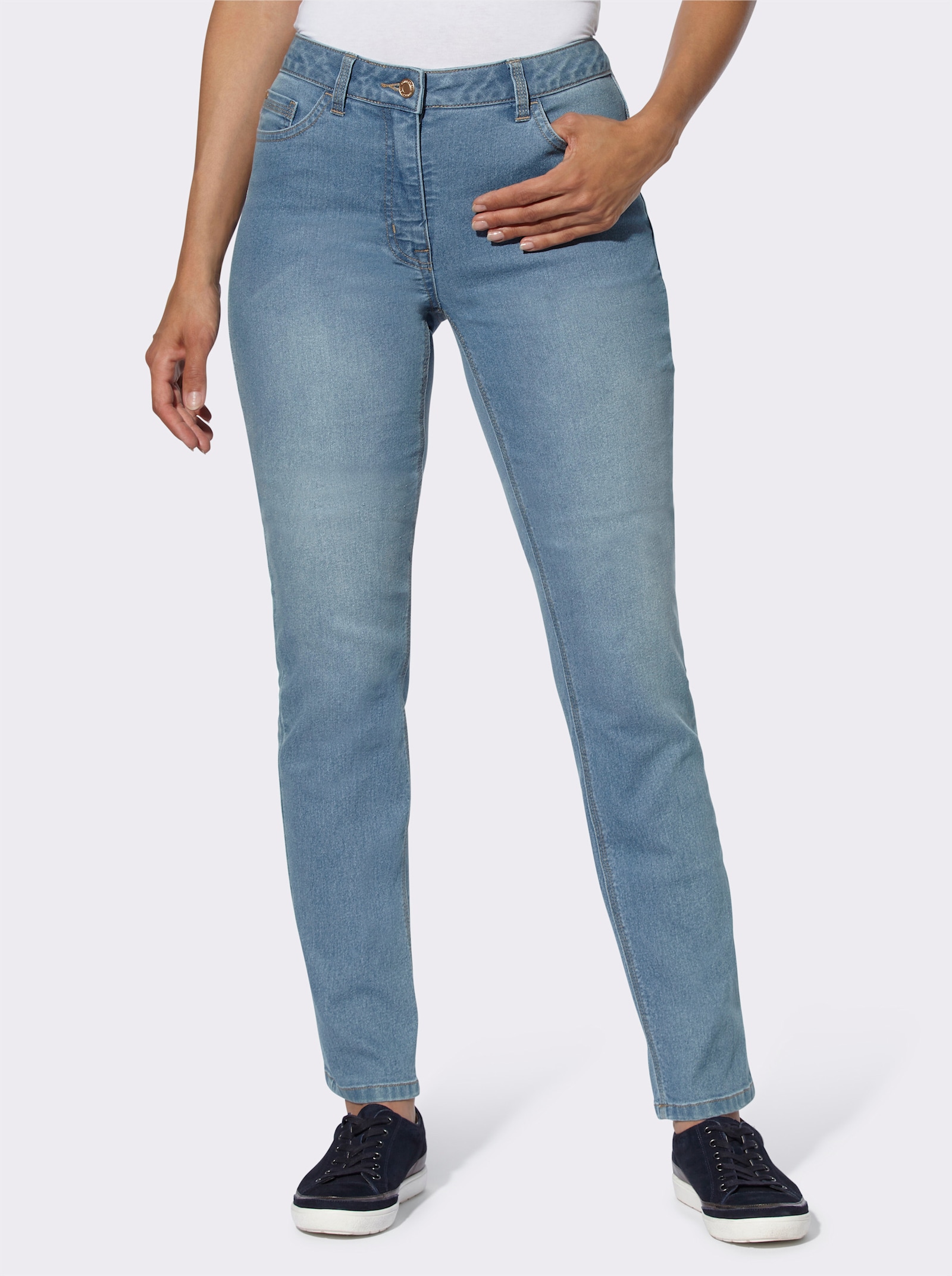 5-pockets-jeans met 'buik weg'-effect - blue-bleached
