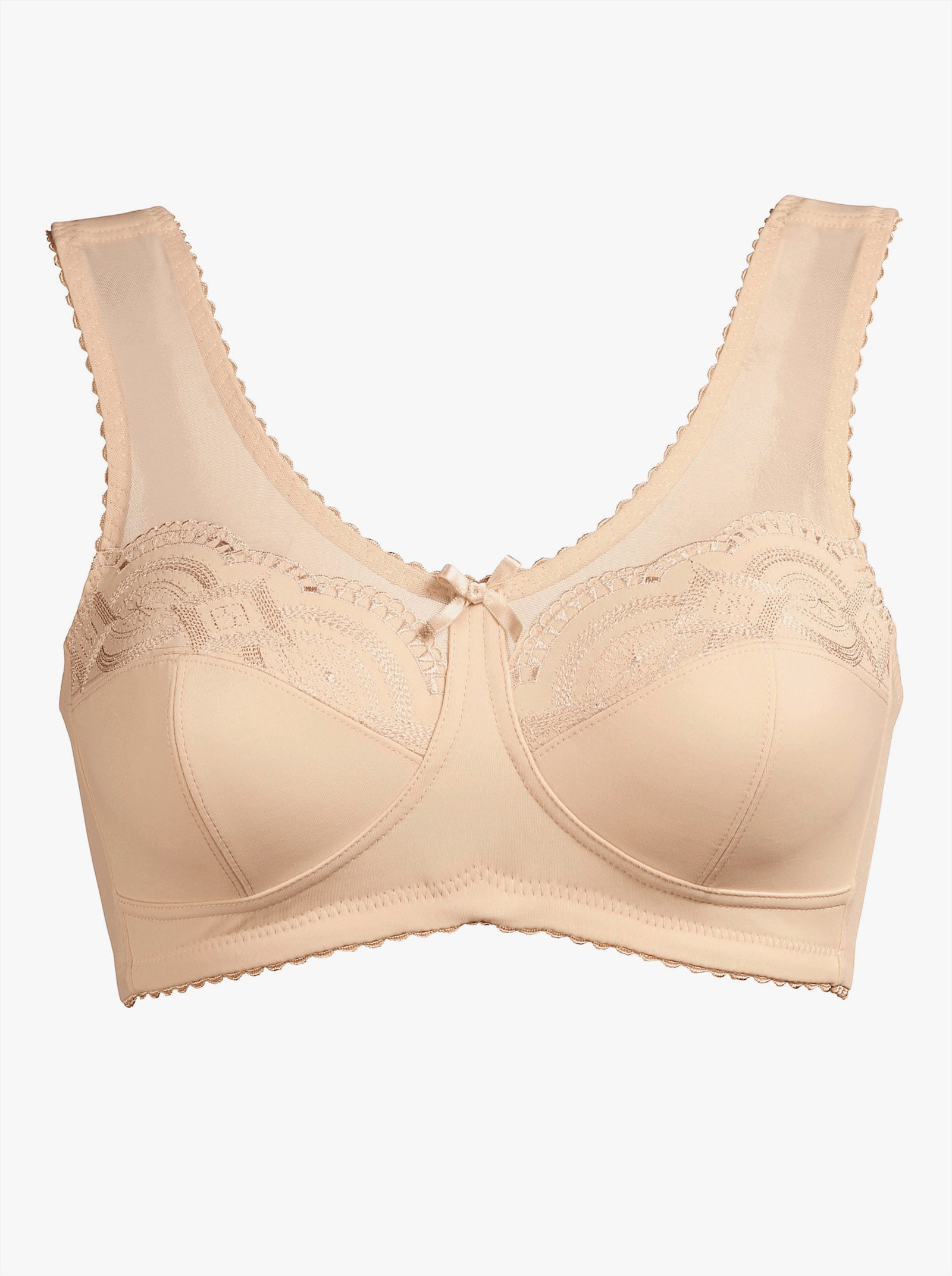 wäschepur Entlastungs-BH ohne Bügel mit Spitze - weiß + puder