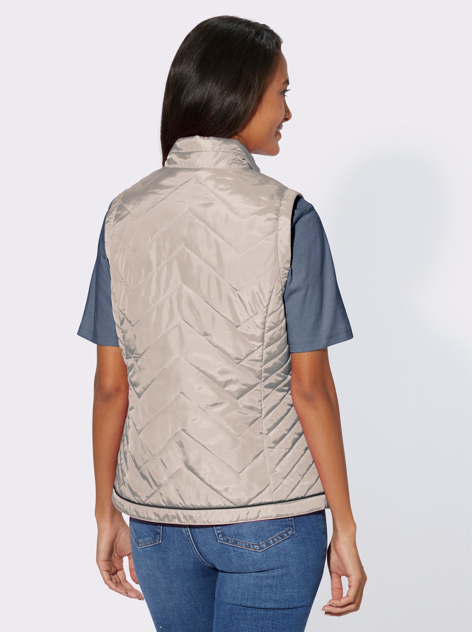 Steppweste mit abgerundetem Saum - hellgrau