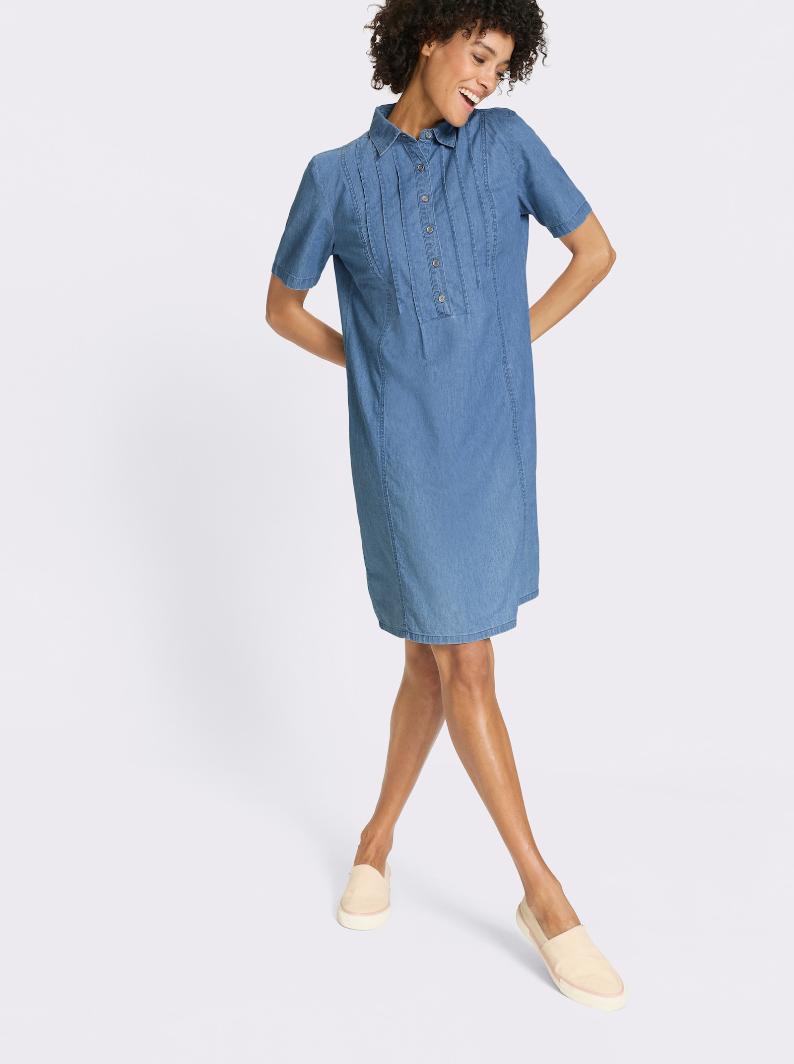 Jeanskleid in leichter Qualität - blue-bleached