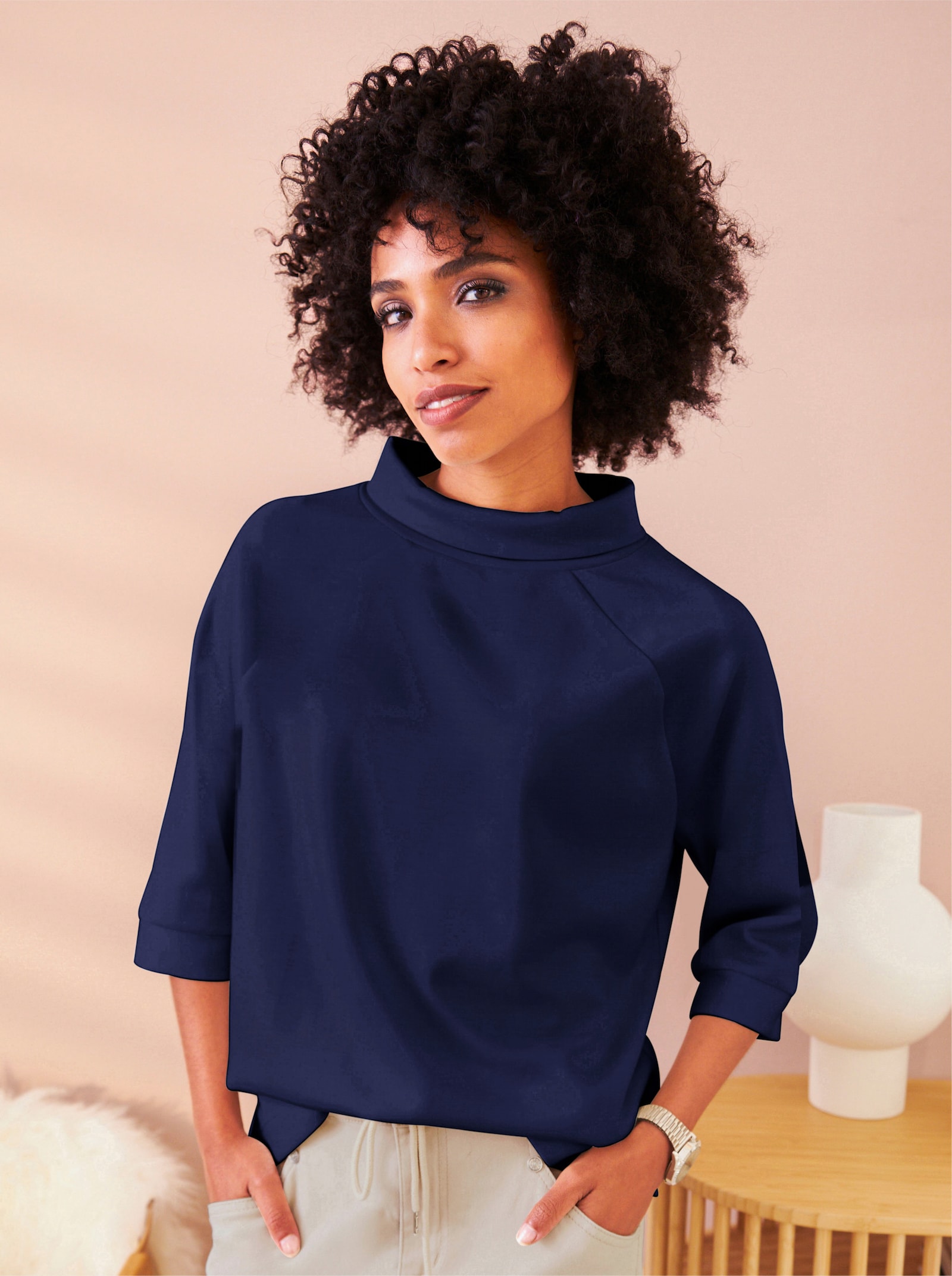 heine Sweatshirt mit Stehkragen - marine