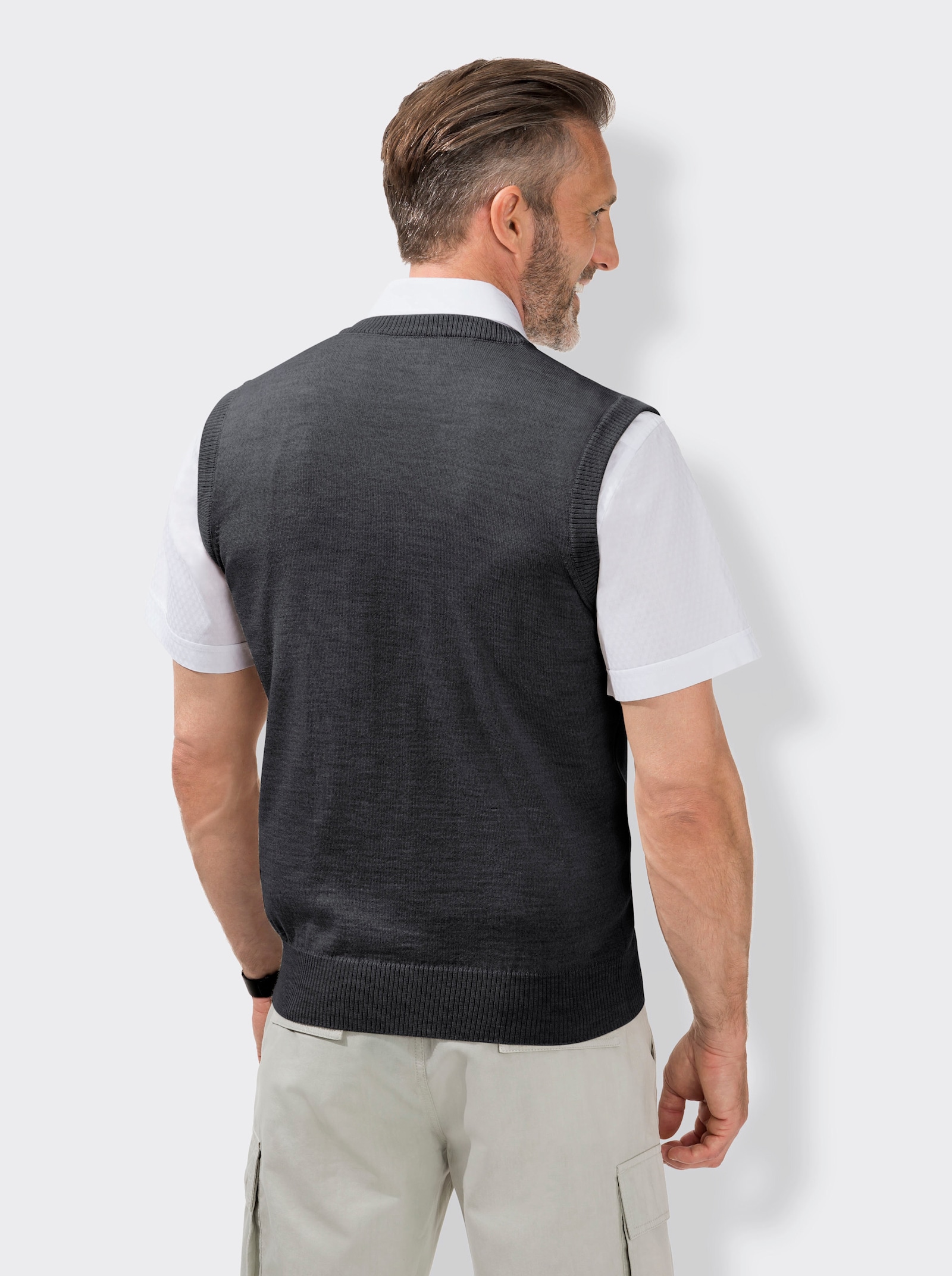 Marco Donati Pullunder - anthrazit-meliert