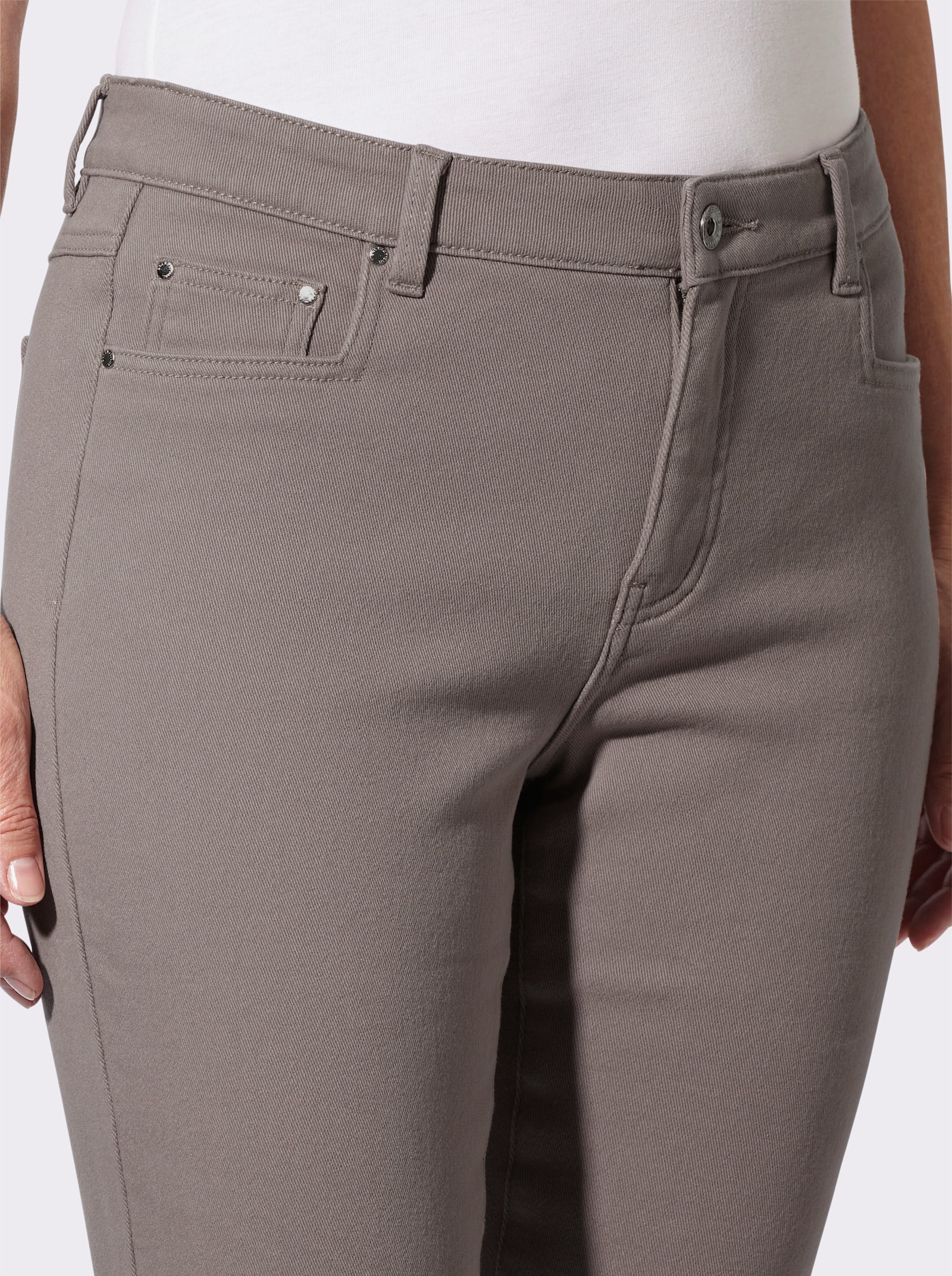 Thermojeans mit innenliegendem Dehnbund - taupe