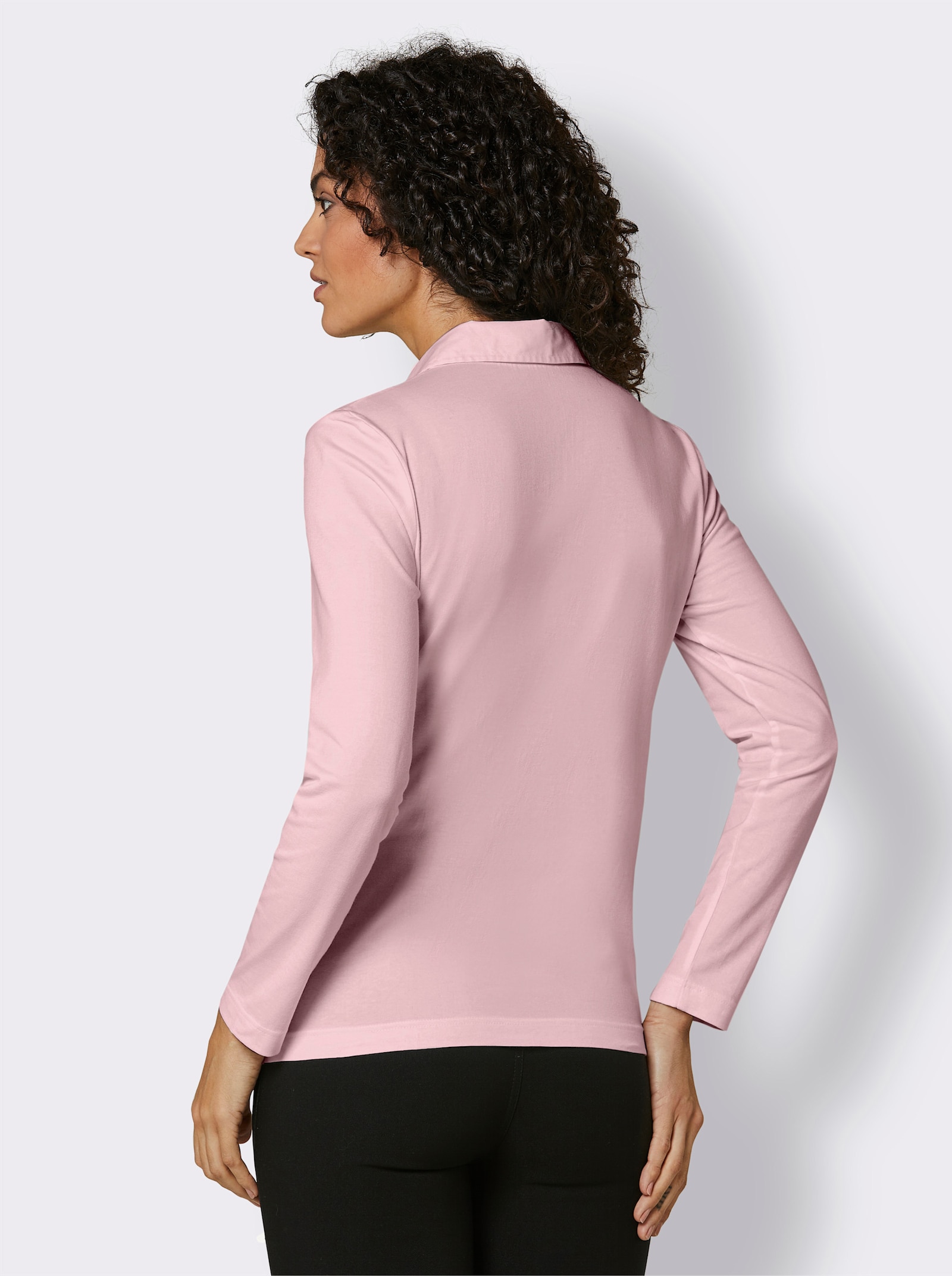 CREATION L PREMIUM Poloshirt mit Knöpfen mit Logo-Prägung - rosé