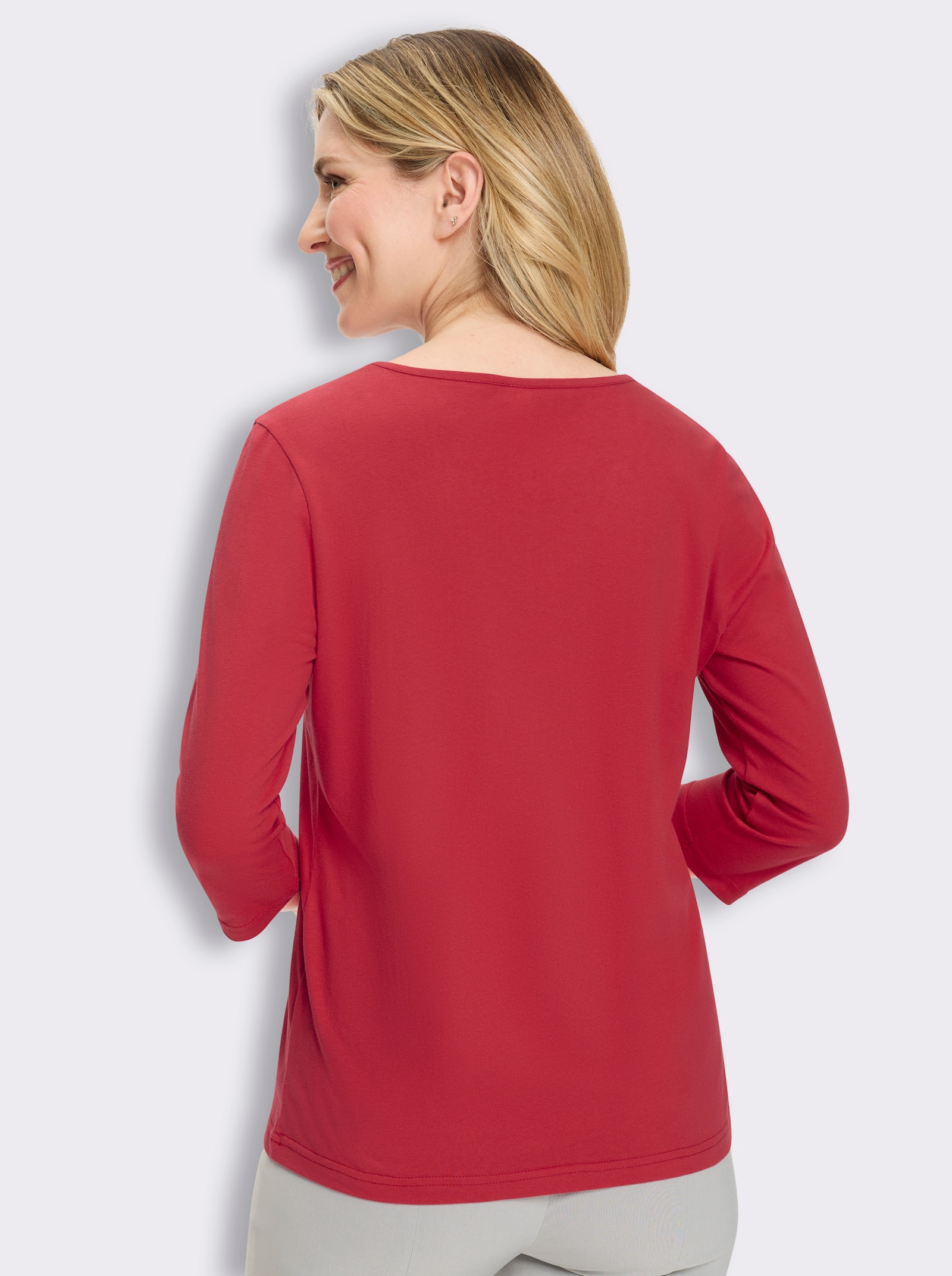 3/4-Arm-Shirt mit Glitzersteinchen - erdbeere