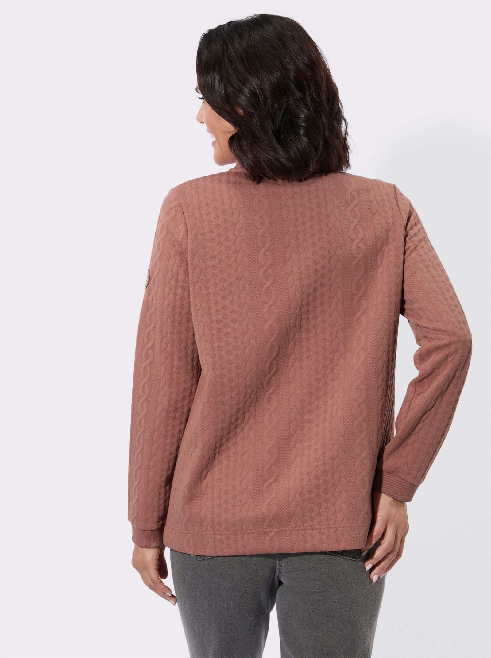 Shirtjacke mit Reißverschluss - rosenholz