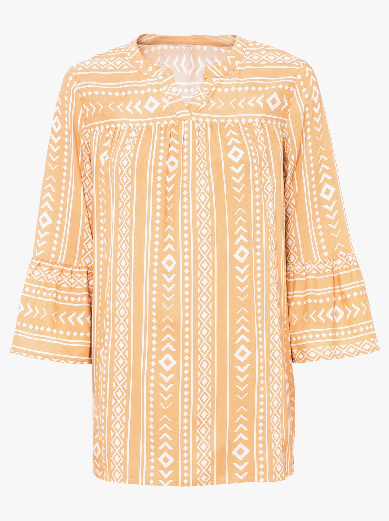 Schlupf-Bluse - apricot-ecru-gemustert