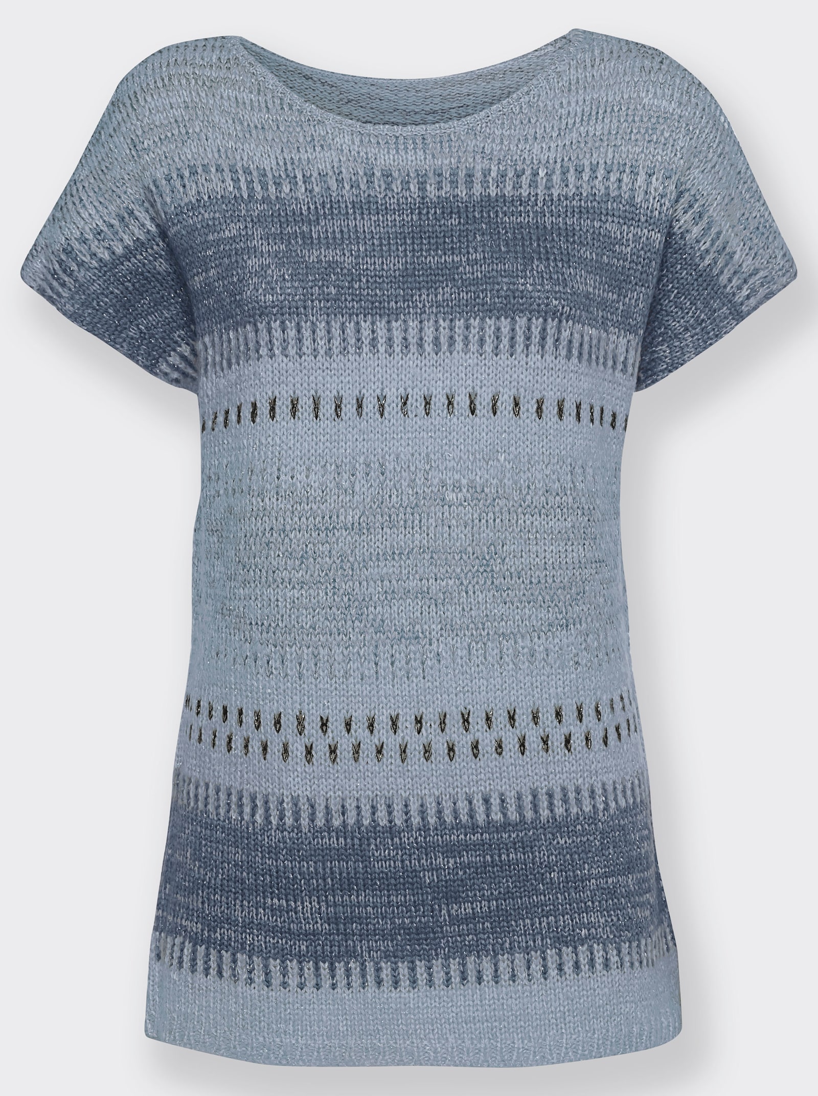 Pullunder mit Glanzgarn - hellblau-bleu-gemustert