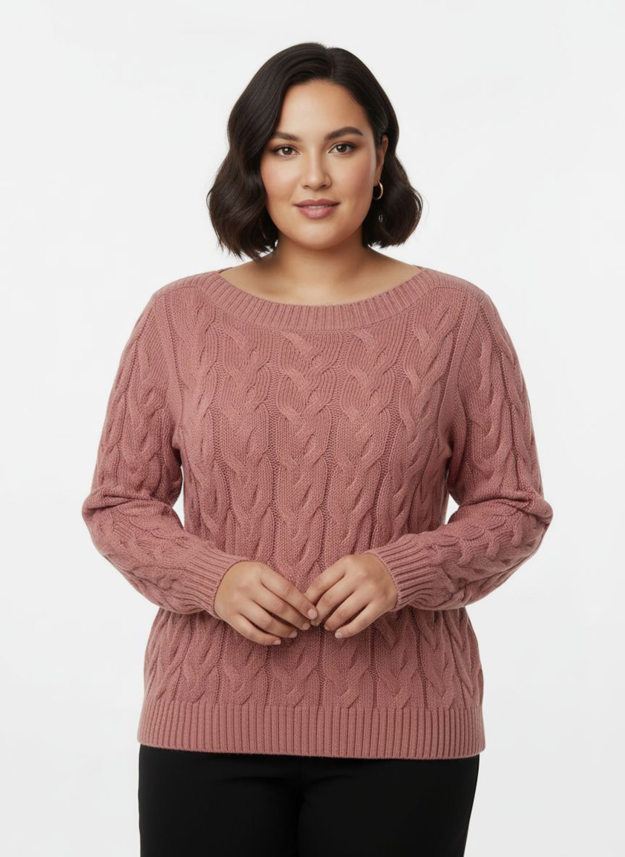 Pullover mit U-Boot-Ausschnitt - rosenholz