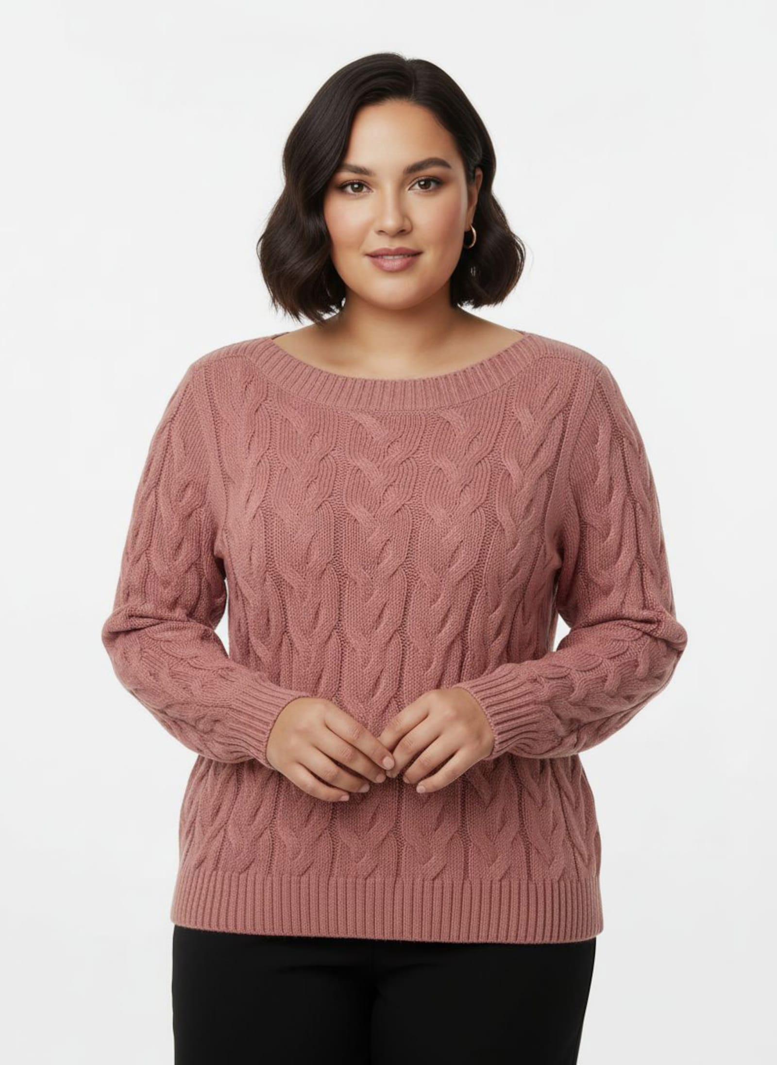 Pullover mit U-Boot-Ausschnitt - rosenholz