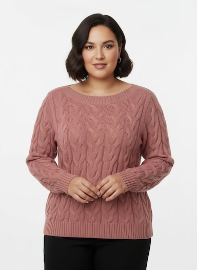 Pullover mit U-Boot-Ausschnitt - rosenholz