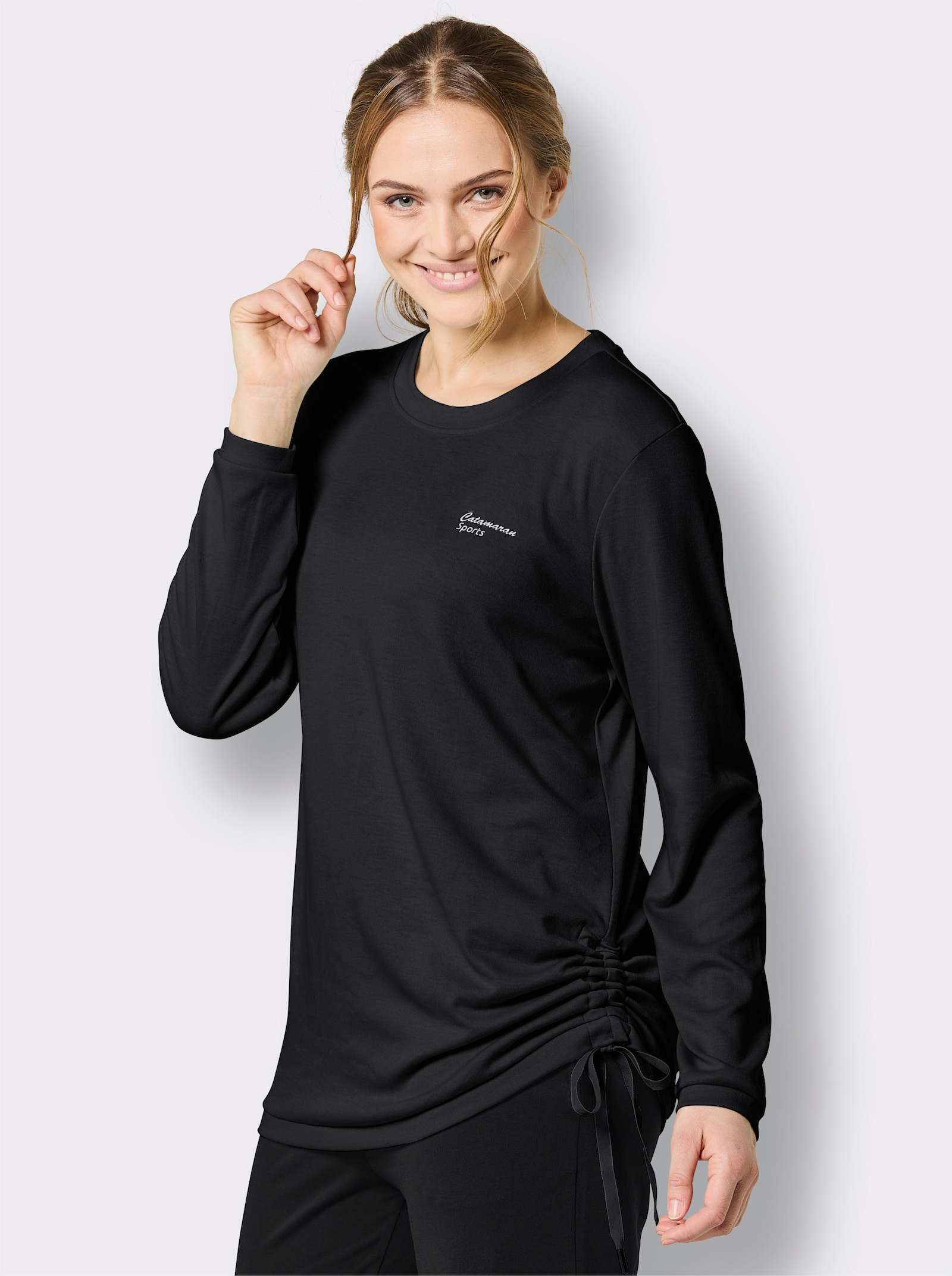 Catamaran Sports Freizeitshirt mit elastischen Bündchen - schwarz