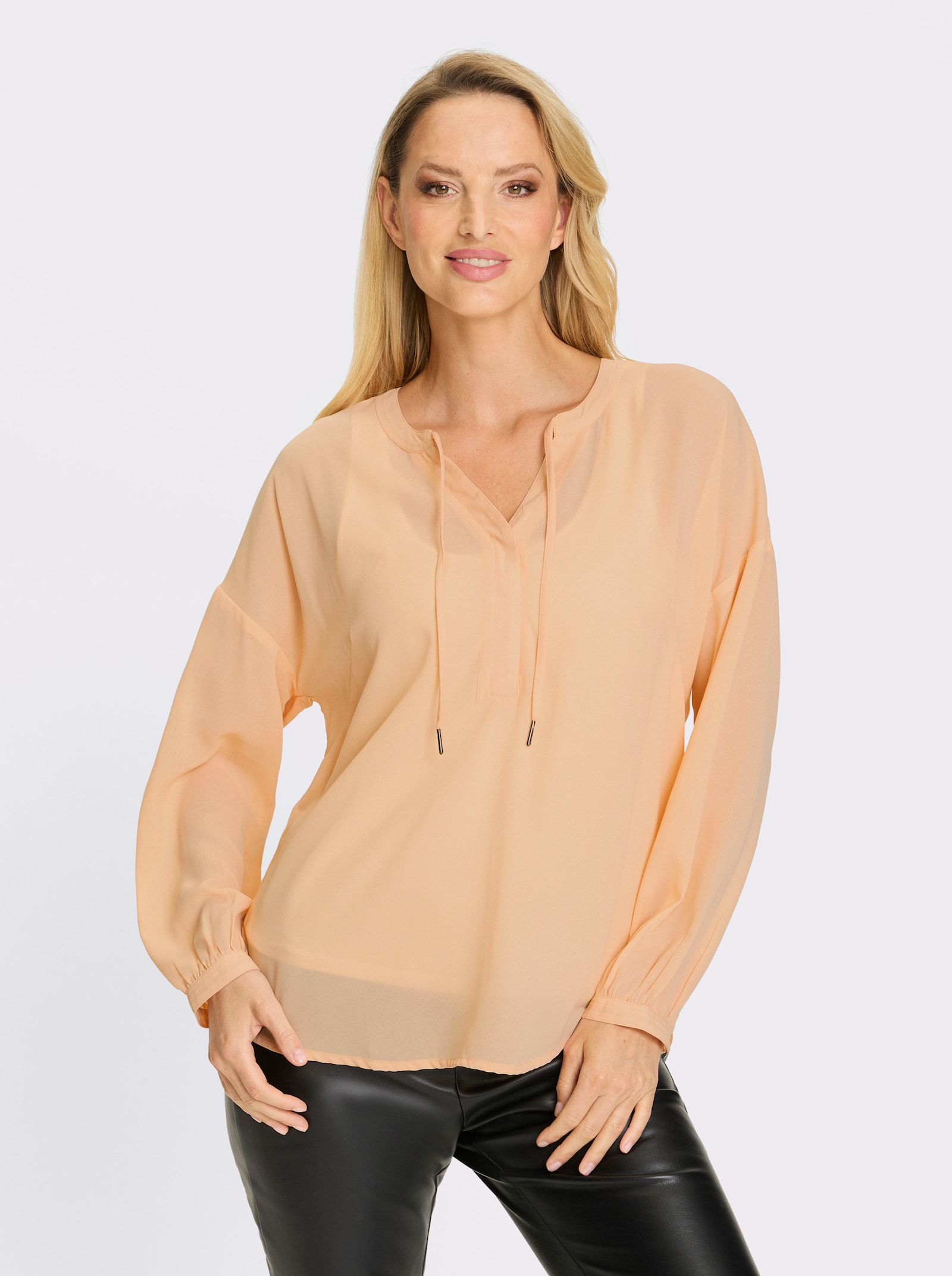 heine Crêpebluse Ausschnitt mit Bindeband - apricot