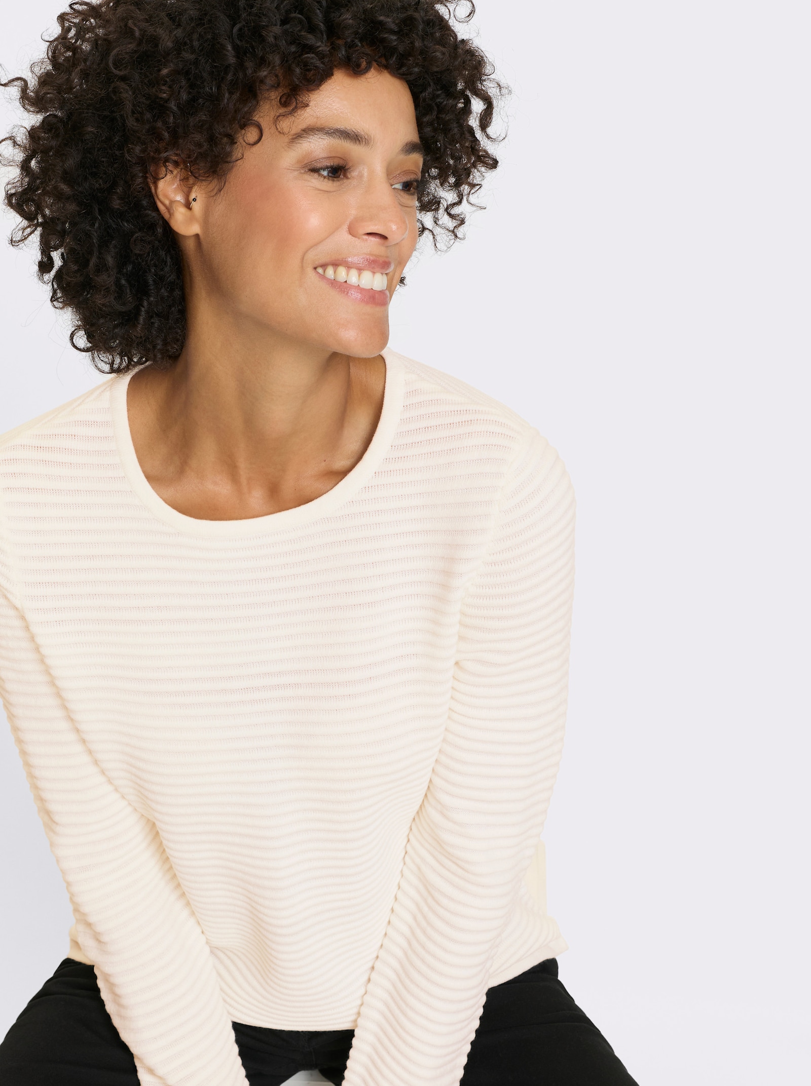 Svetr s dlouhým rukávem s žebrováním - ecru