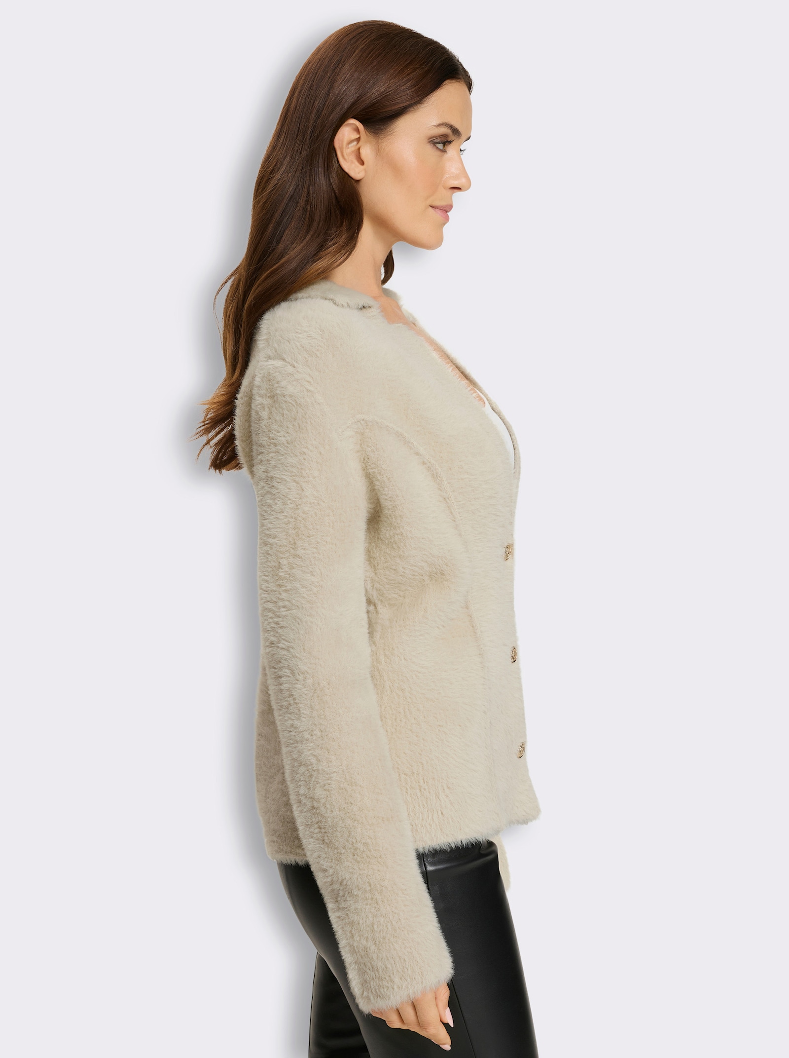 heine Strickblazer mit Schmuckknöpfen - sand