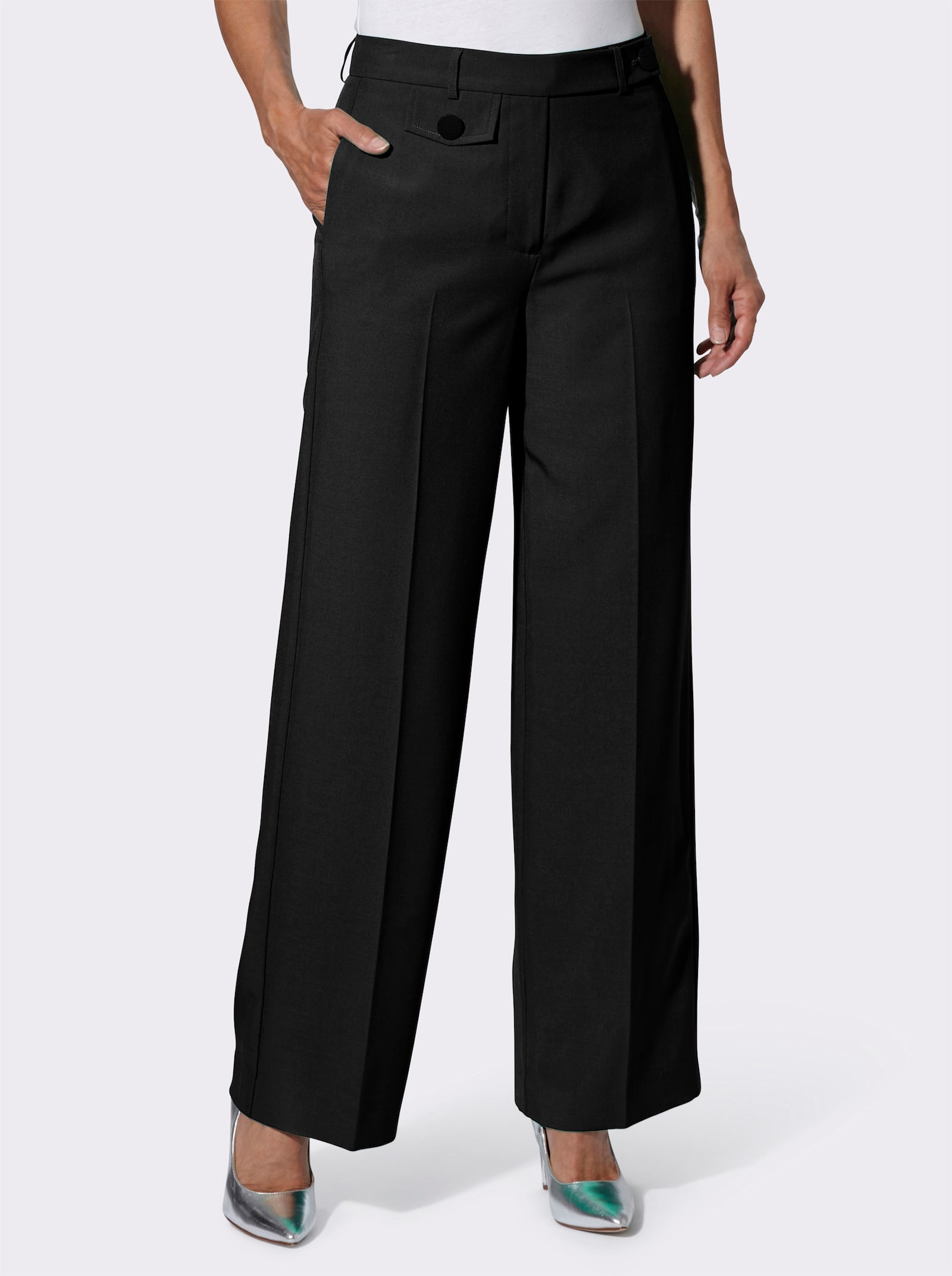 Hose mit Bügelfalten, pflegeleicht - schwarz
