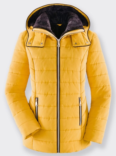 Steppjacke mit Teddy-Fleece innen - curry