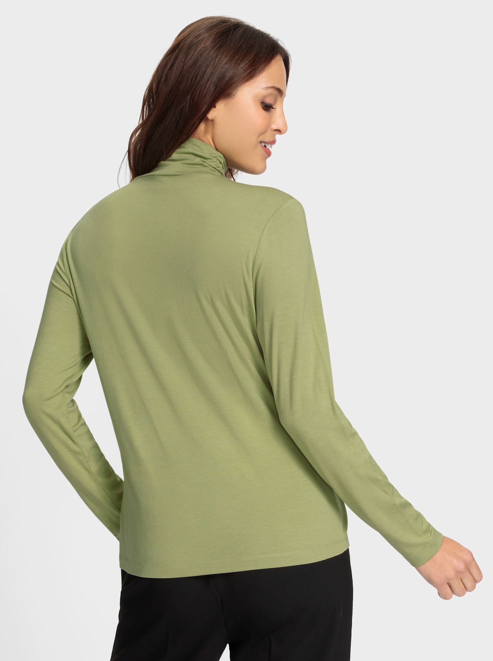 Stehkragenshirt mit Knoten-Detail - schilf