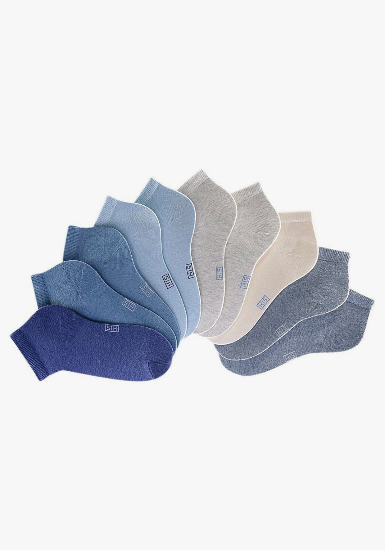 H.I.S Kurzsocken - 2x jeans meliert, 2x hellblau, 1x dunkelblau, 2x blau, 2x grau,  1x beige meliert,