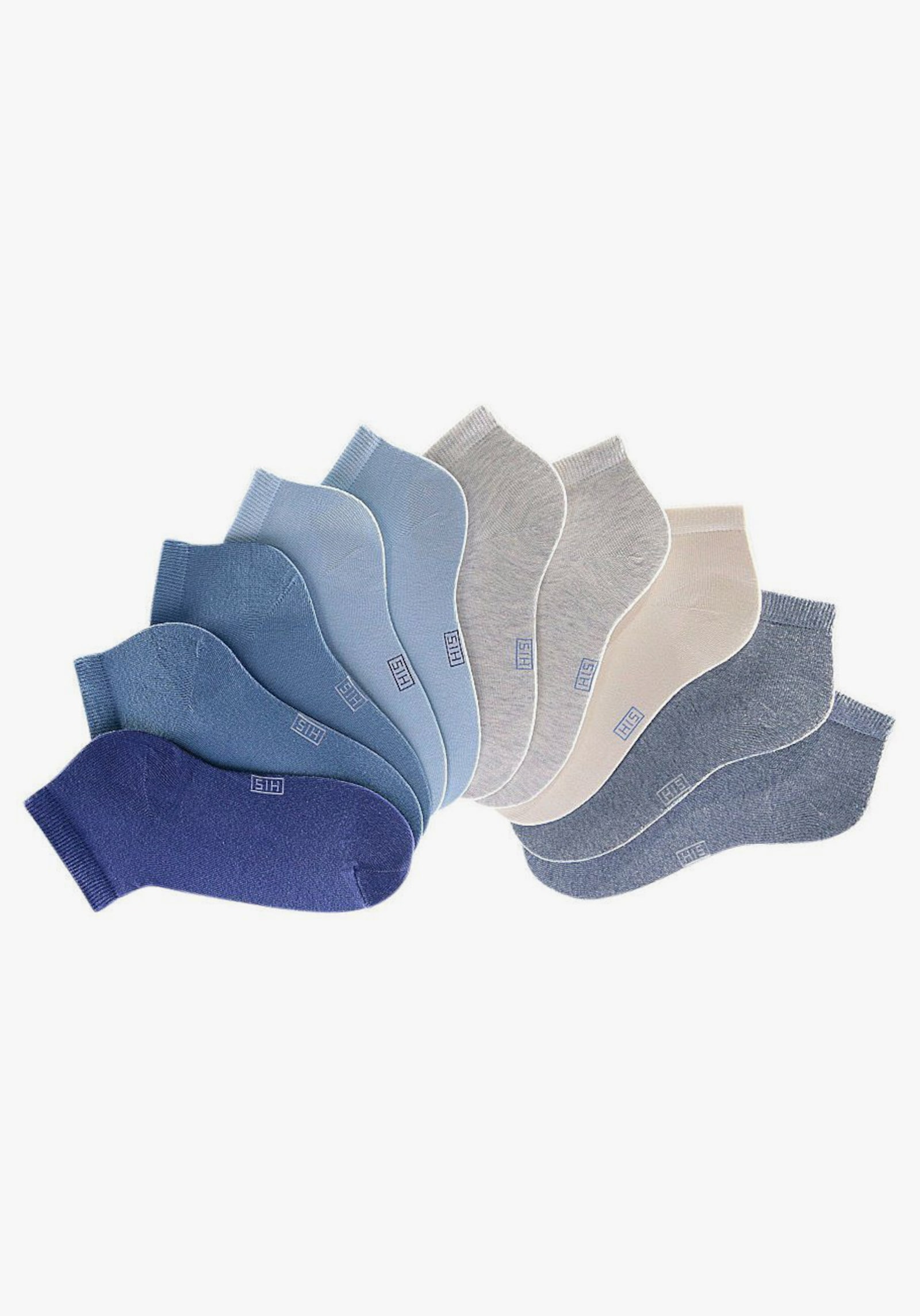 H.I.S Kurzsocken - 2x jeans meliert, 2x hellblau, 1x dunkelblau, 2x blau, 2x grau,  1x beige meliert,