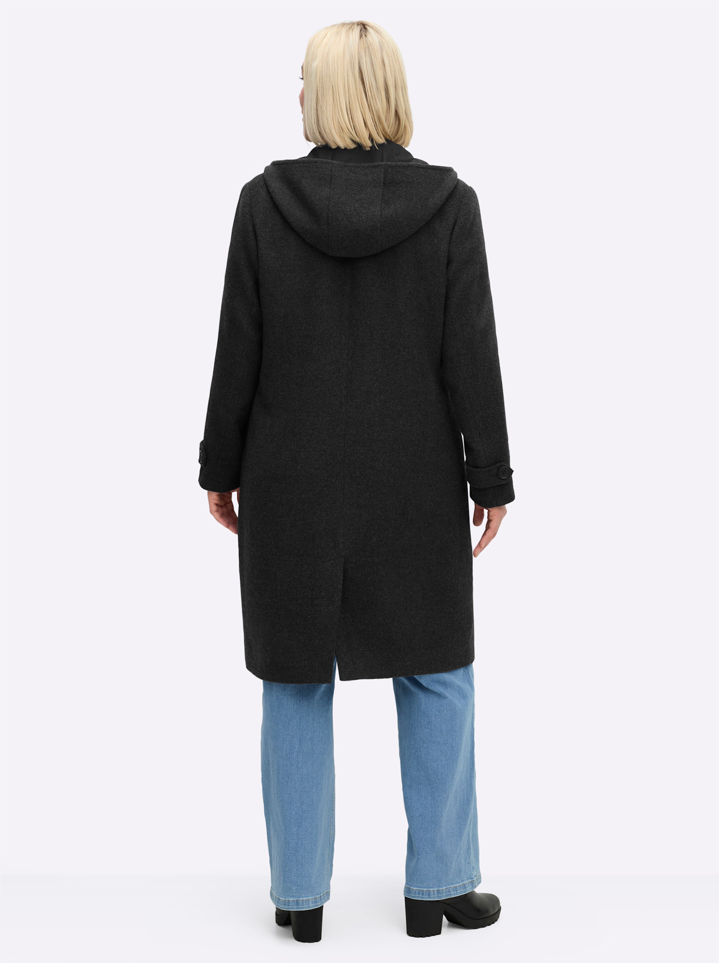 Sheego Damen Anthrazit Meliert Dufflecoat von Baur - Bild 5