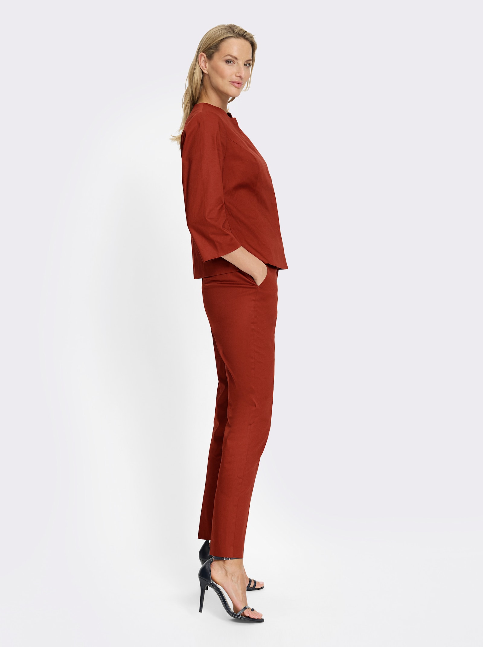 heine Hosenanzug im Baumwoll-Elathan-Mix - rotbraun