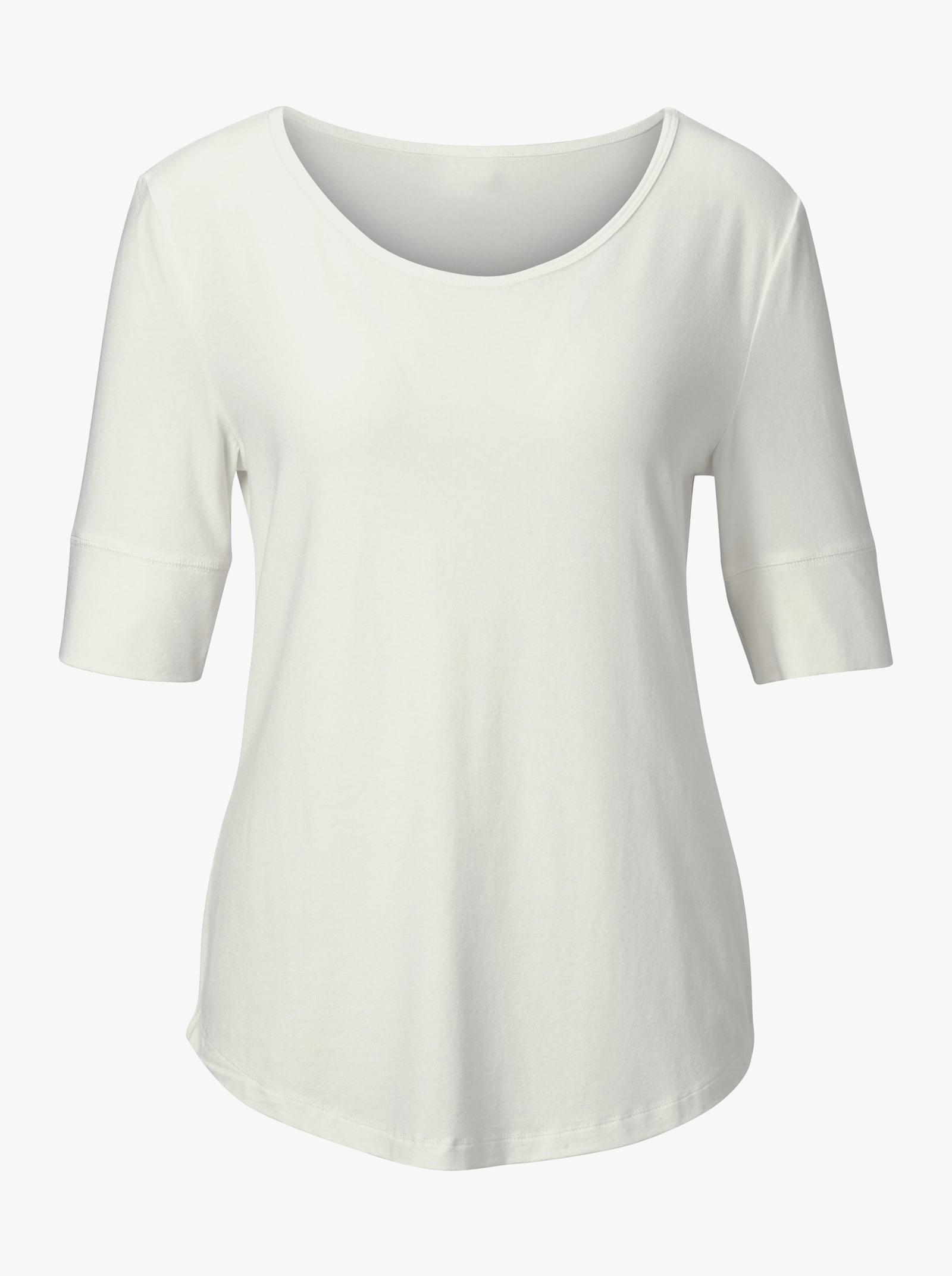 T-Shirt mit zweilagigem Ärmelbündchen - ecru