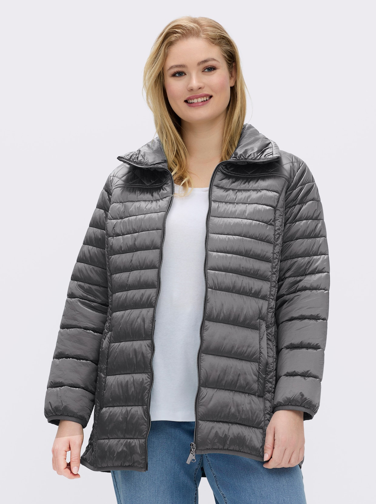 Steppjacke mit dezentem Glanz - silbergrau