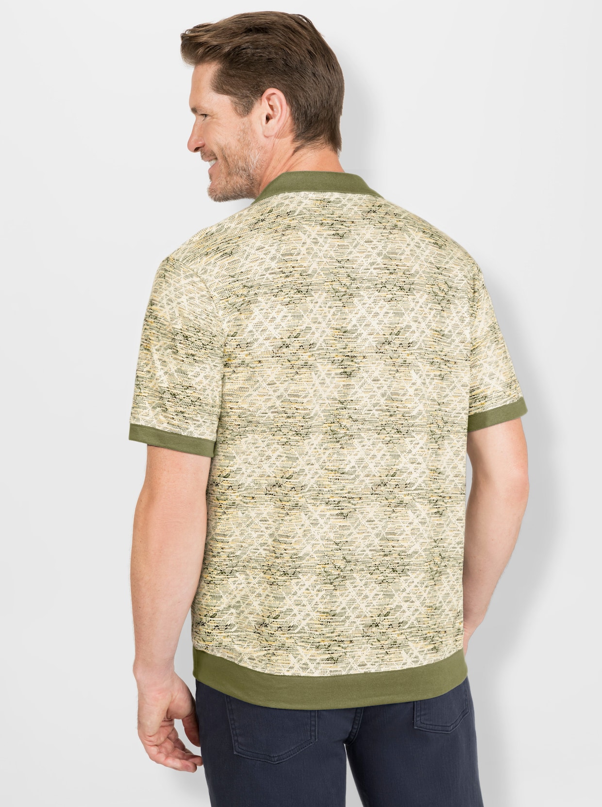 Marco Donati Poloshirt met korte mouwen - kaki geprint