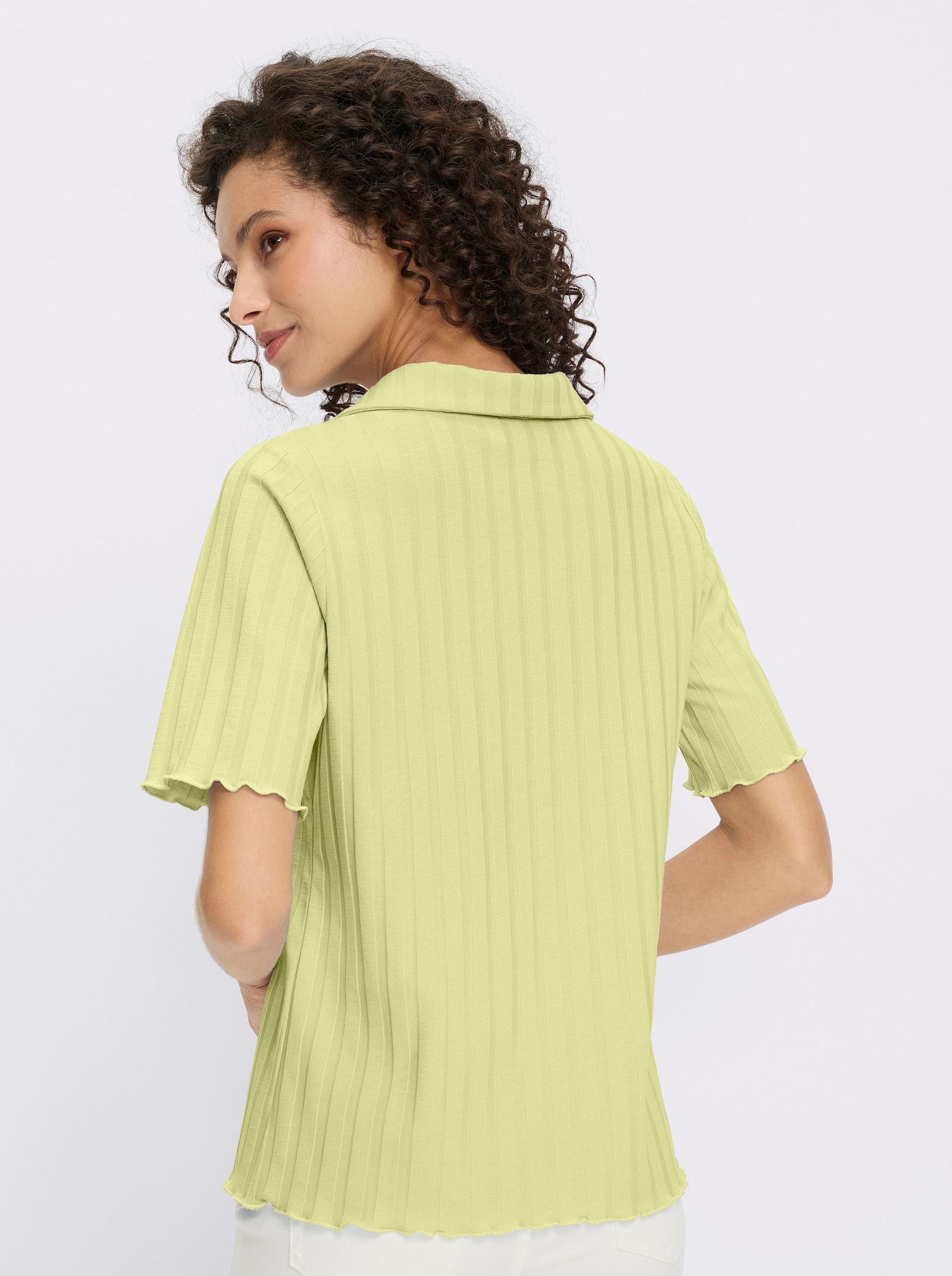 heine Kurzarmshirt mit Wellenkanten - pistazie