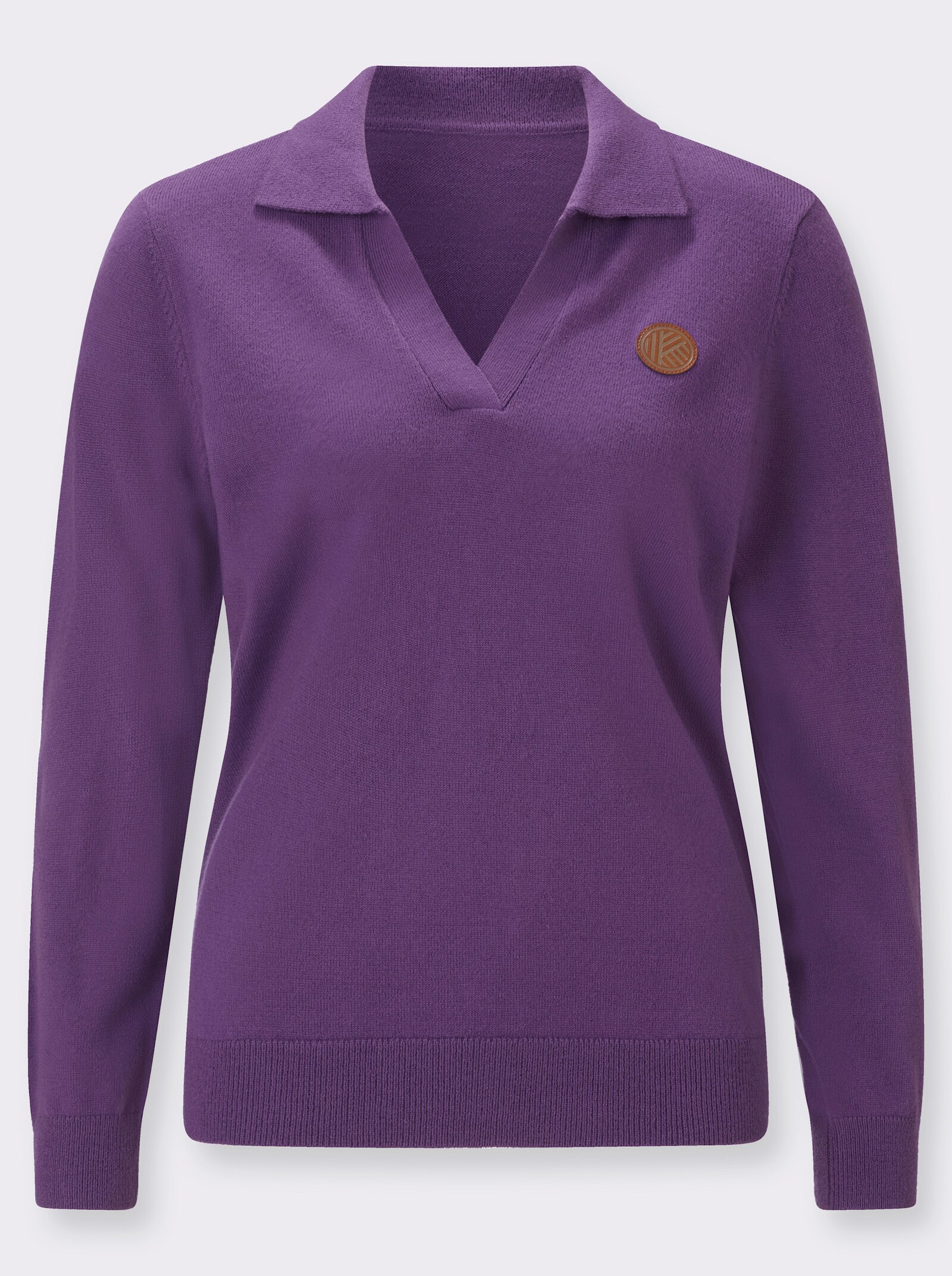 Polopullover mit offenem V-Ausschnitt - lila