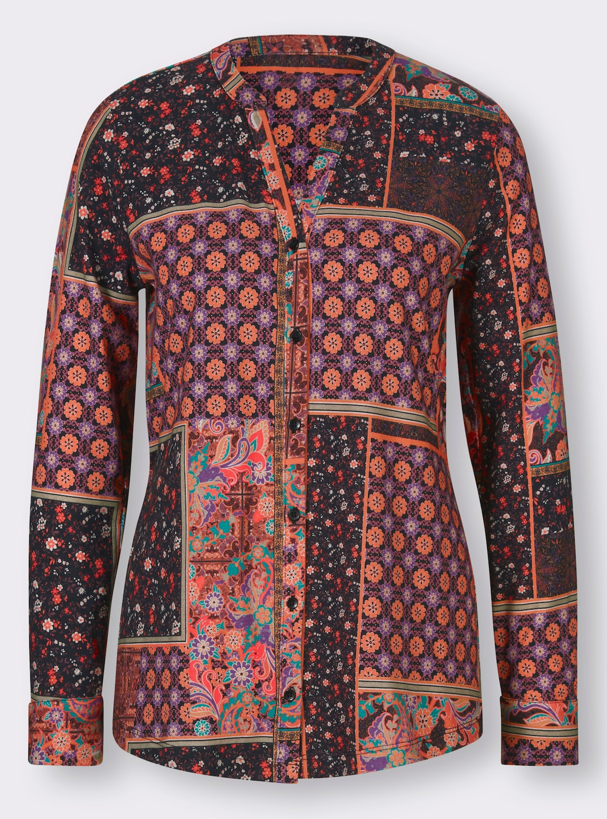heine Shirt met lange mouwen - oranje/roodbruin bedrukt