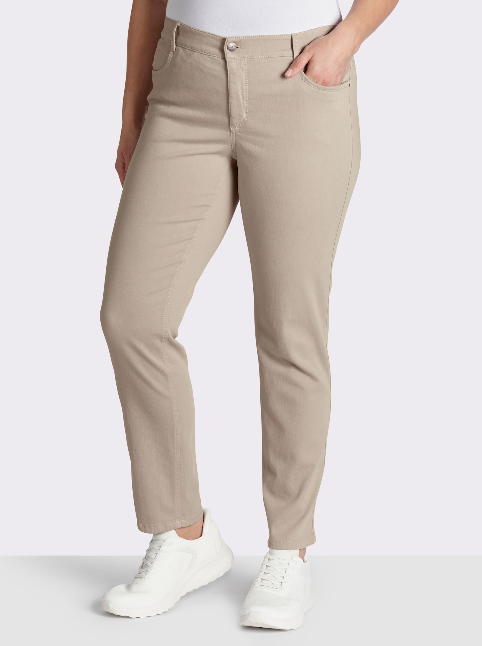 Ascari Stretch-Jeans in Röhren-Form - sand