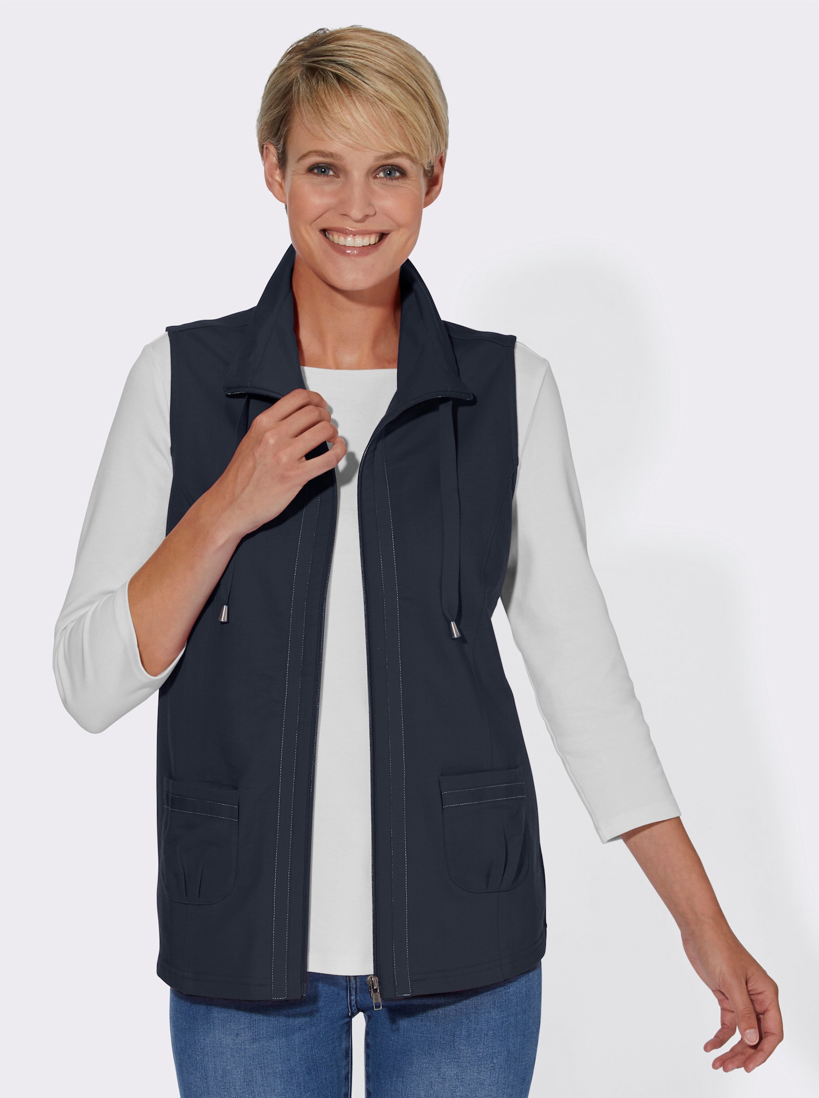 Vesta s řasenými kapsami - námořnická modrá