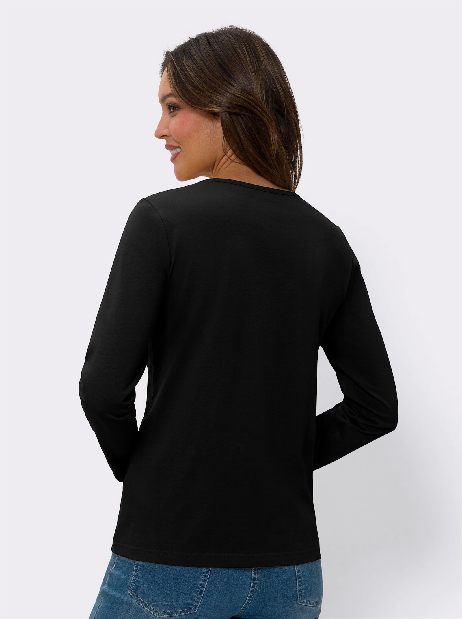 Langarmshirt in reiner Baumwolle - schwarz