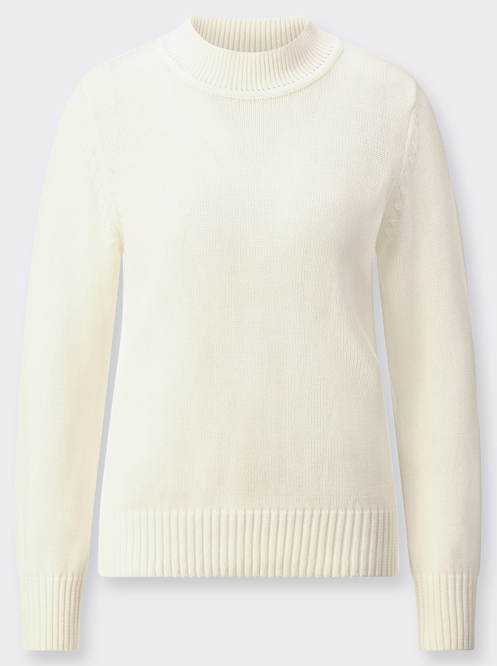 Stehkragenpullover mit Baumwolle - wollweiß